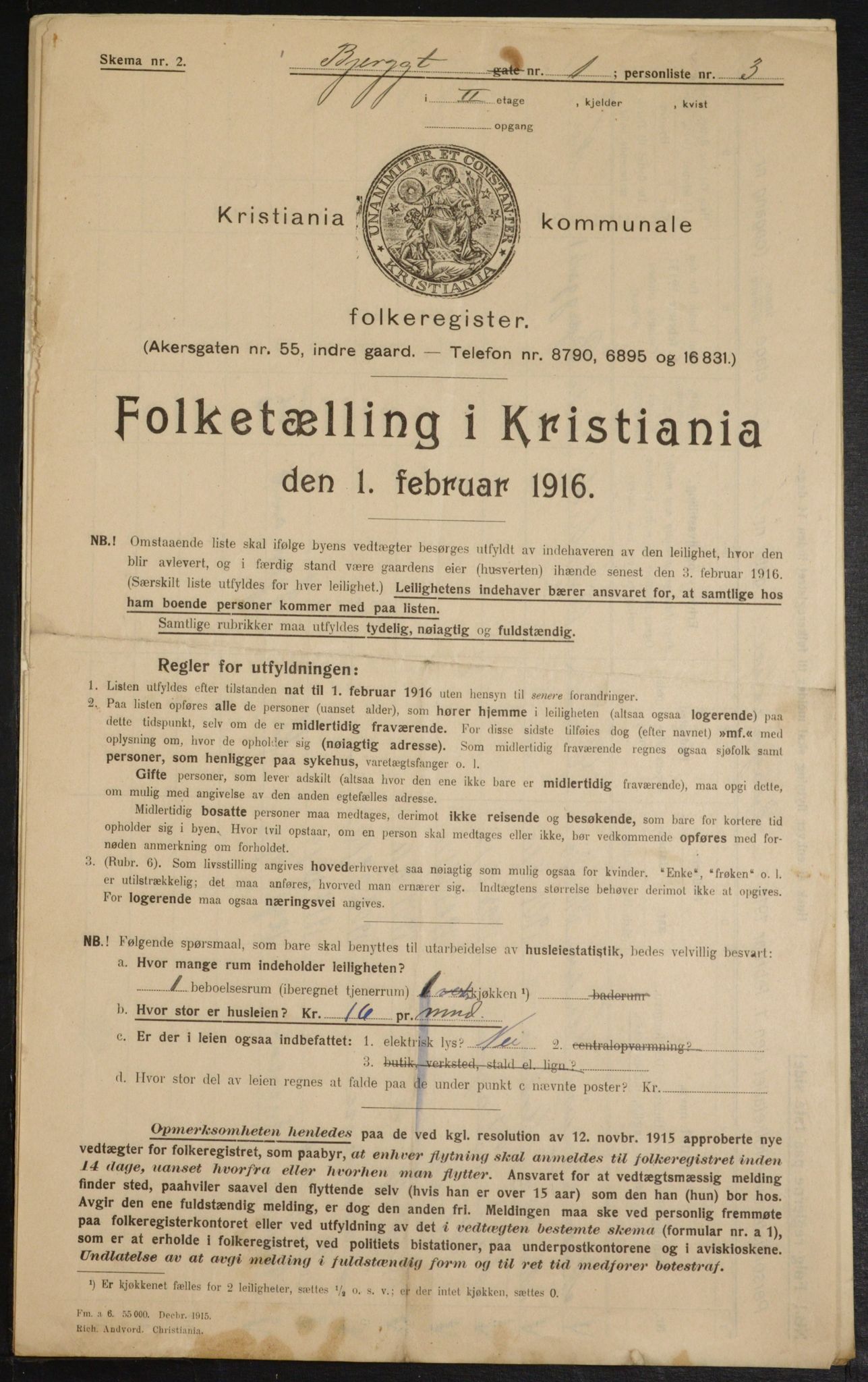 OBA, Municipal Census 1916 for Kristiania, 1916, p. 5514