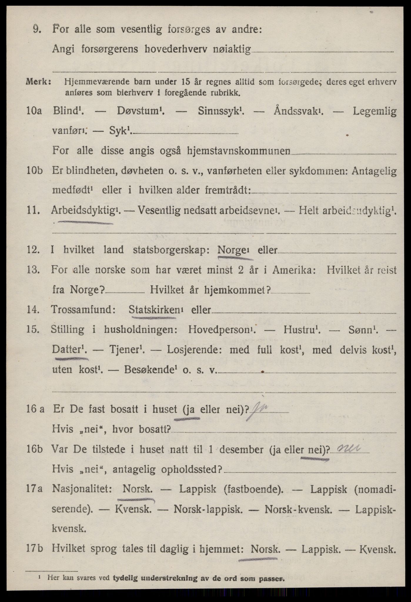 SAT, 1920 census for Lensvik, 1920, p. 941