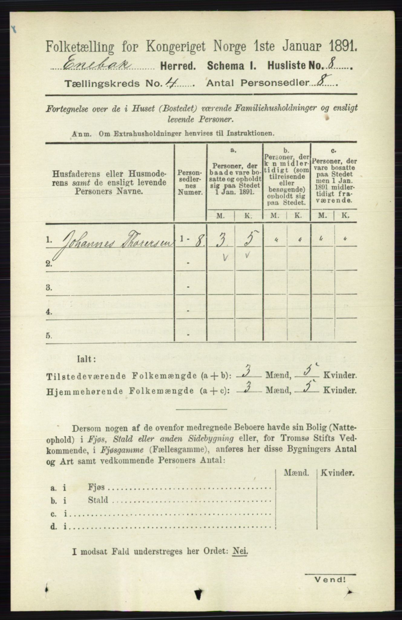 RA, 1891 census for 0229 Enebakk, 1891, p. 1418