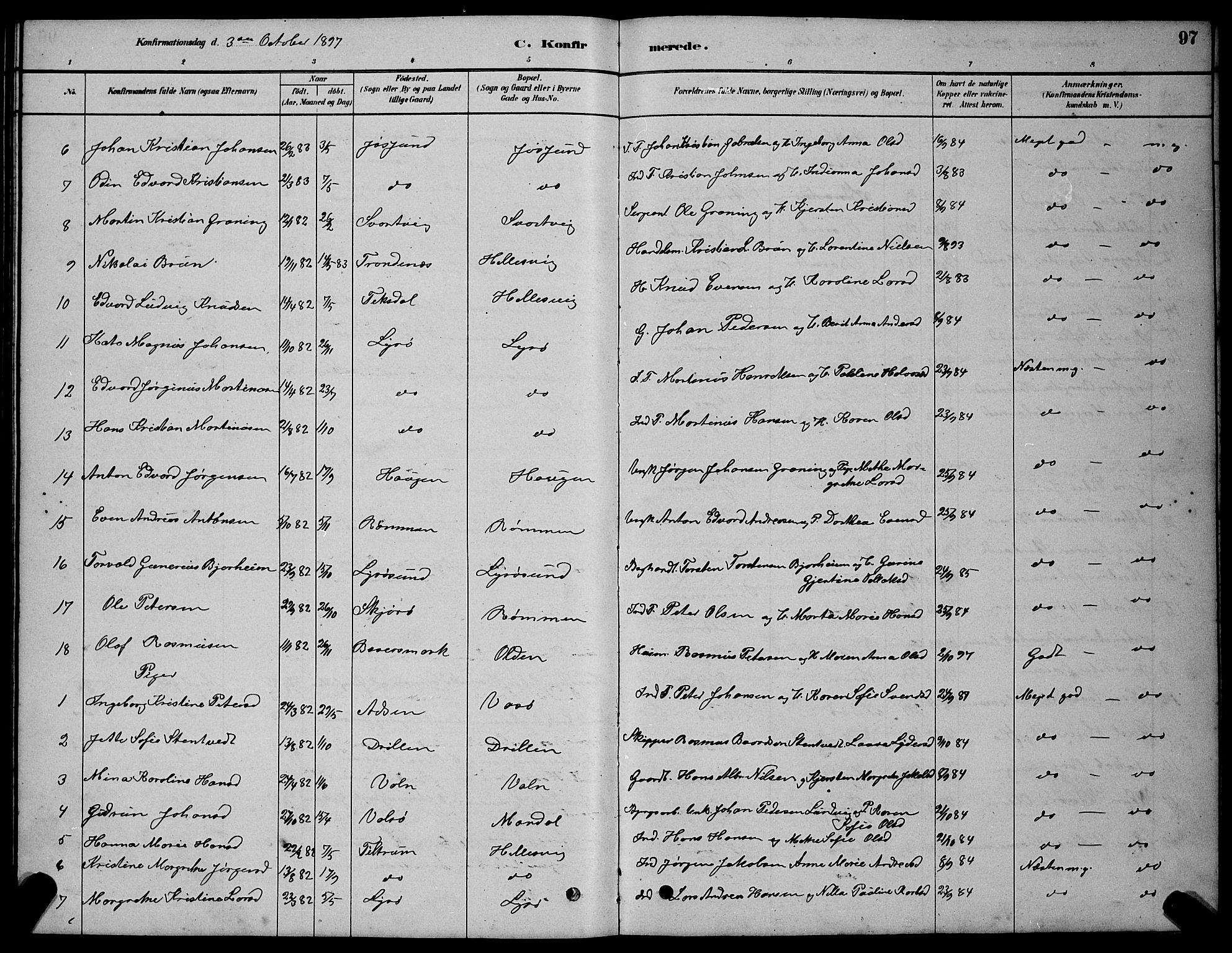 Ministerialprotokoller, klokkerbøker og fødselsregistre - Sør-Trøndelag, SAT/A-1456/654/L0665: Parish register (copy) no. 654C01, 1879-1901, p. 97