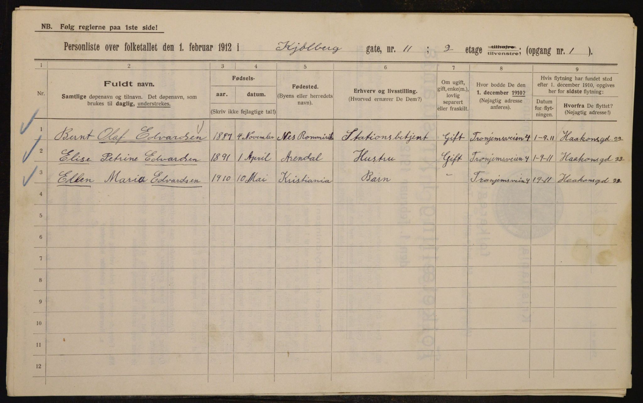 OBA, Municipal Census 1912 for Kristiania, 1912, p. 51766