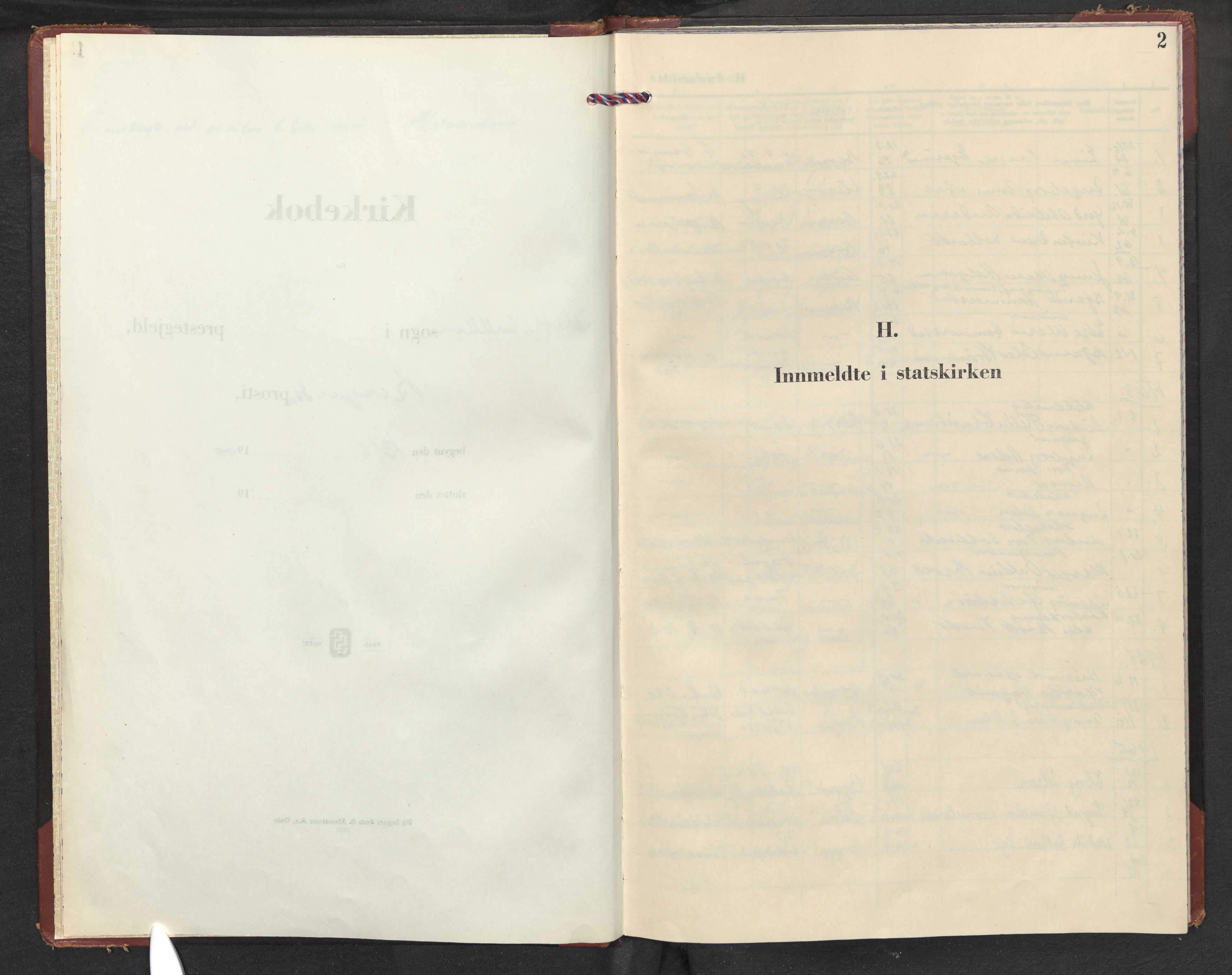 Slettebakken Sokneprestembete, SAB/A-77901/H/Haa: Parish register (official) no. E 1, 1960-2005, p. 1b-2a