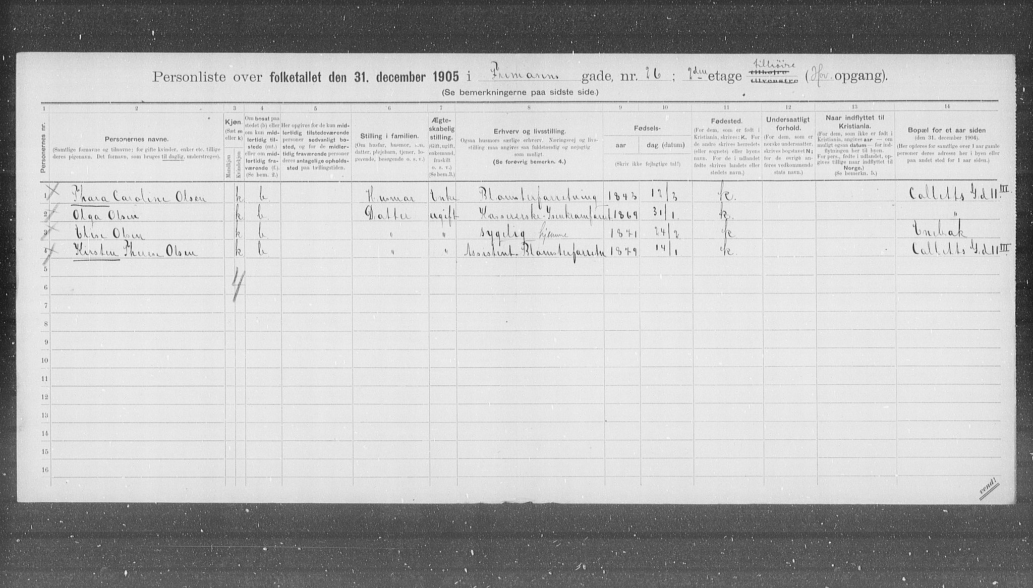 OBA, Municipal Census 1905 for Kristiania, 1905, p. 13943