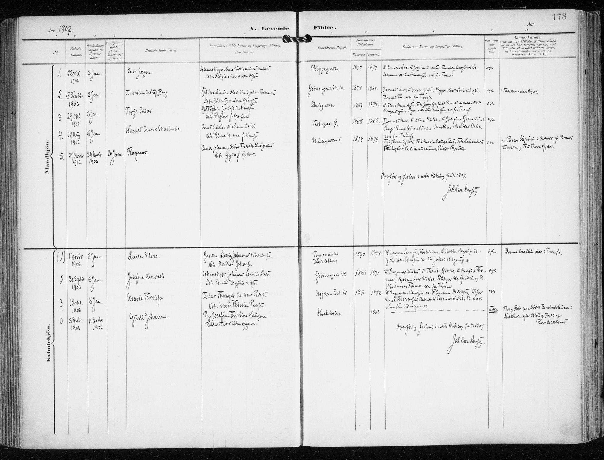 Tromsø sokneprestkontor/stiftsprosti/domprosti, AV/SATØ-S-1343/G/Ga/L0016kirke: Parish register (official) no. 16, 1899-1906, p. 178