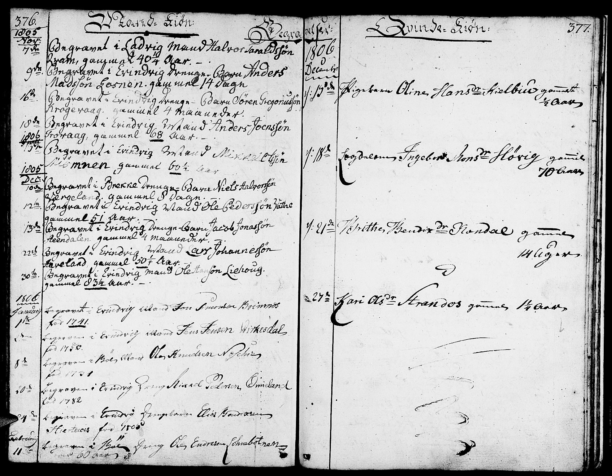 Gulen sokneprestembete, AV/SAB-A-80201/H/Haa/Haaa/L0016: Parish register (official) no. A 16, 1798-1808, p. 376-377