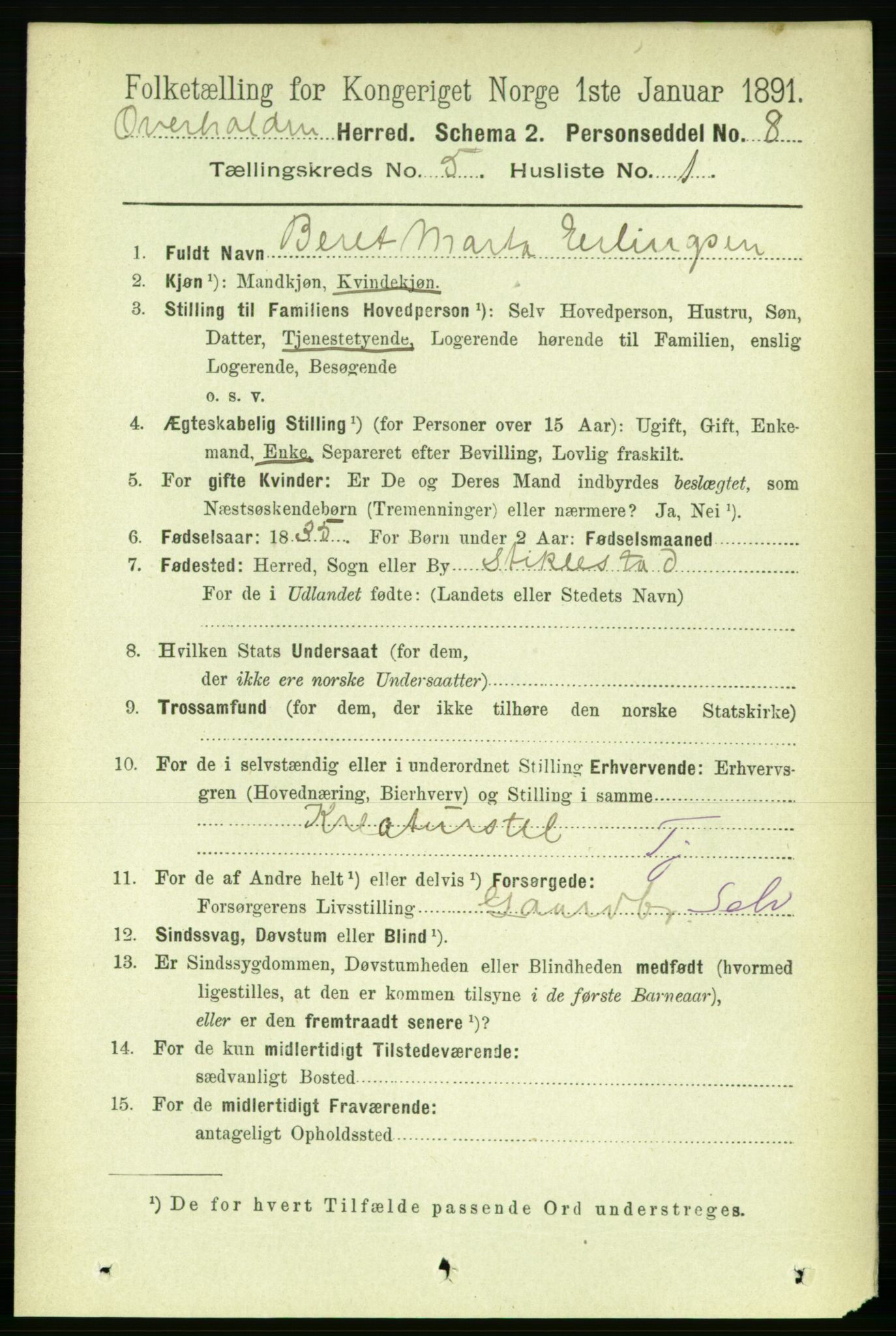 RA, 1891 census for 1744 Overhalla, 1891, p. 1678