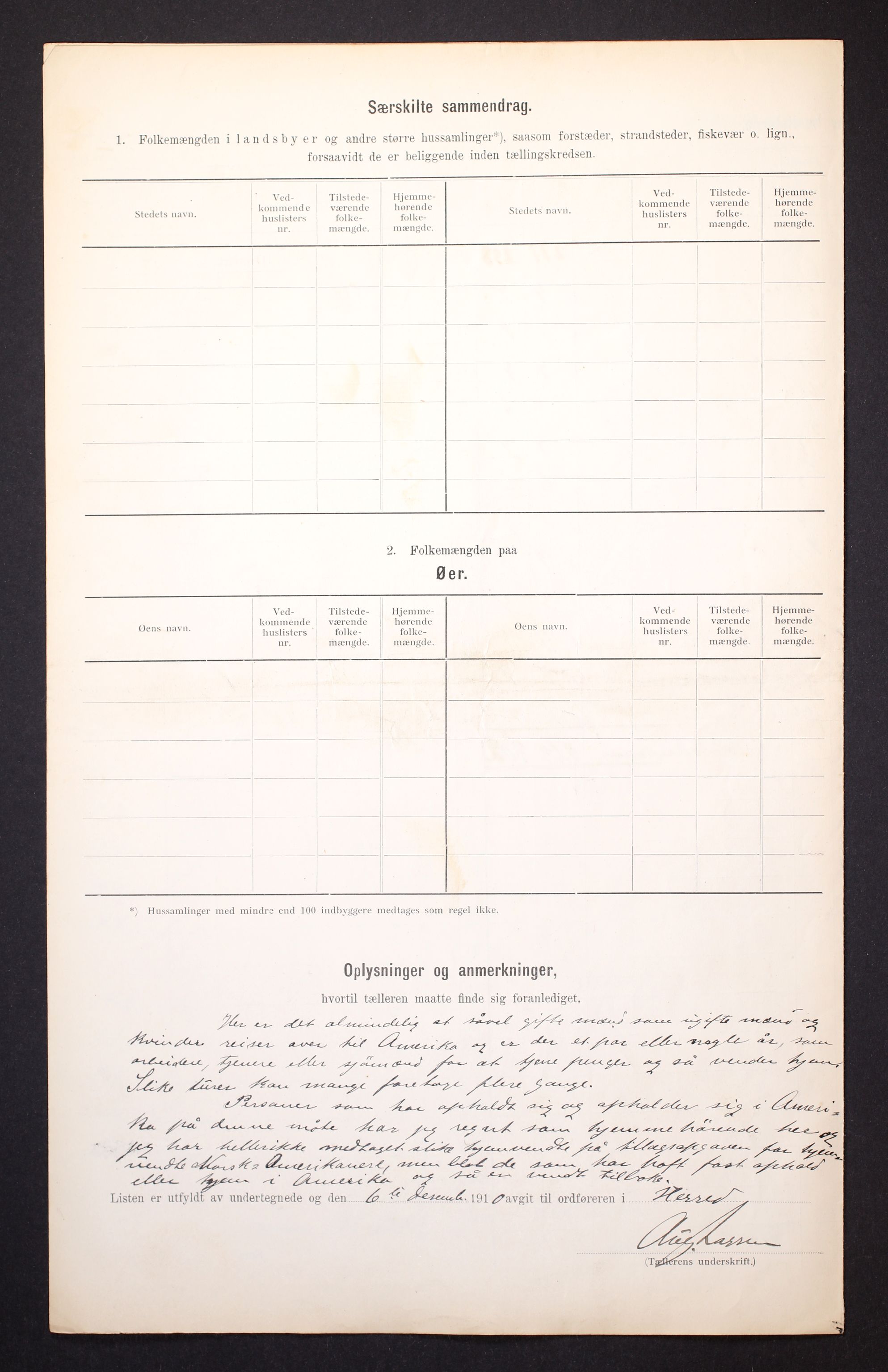 RA, 1910 census for Herad, 1910, p. 6