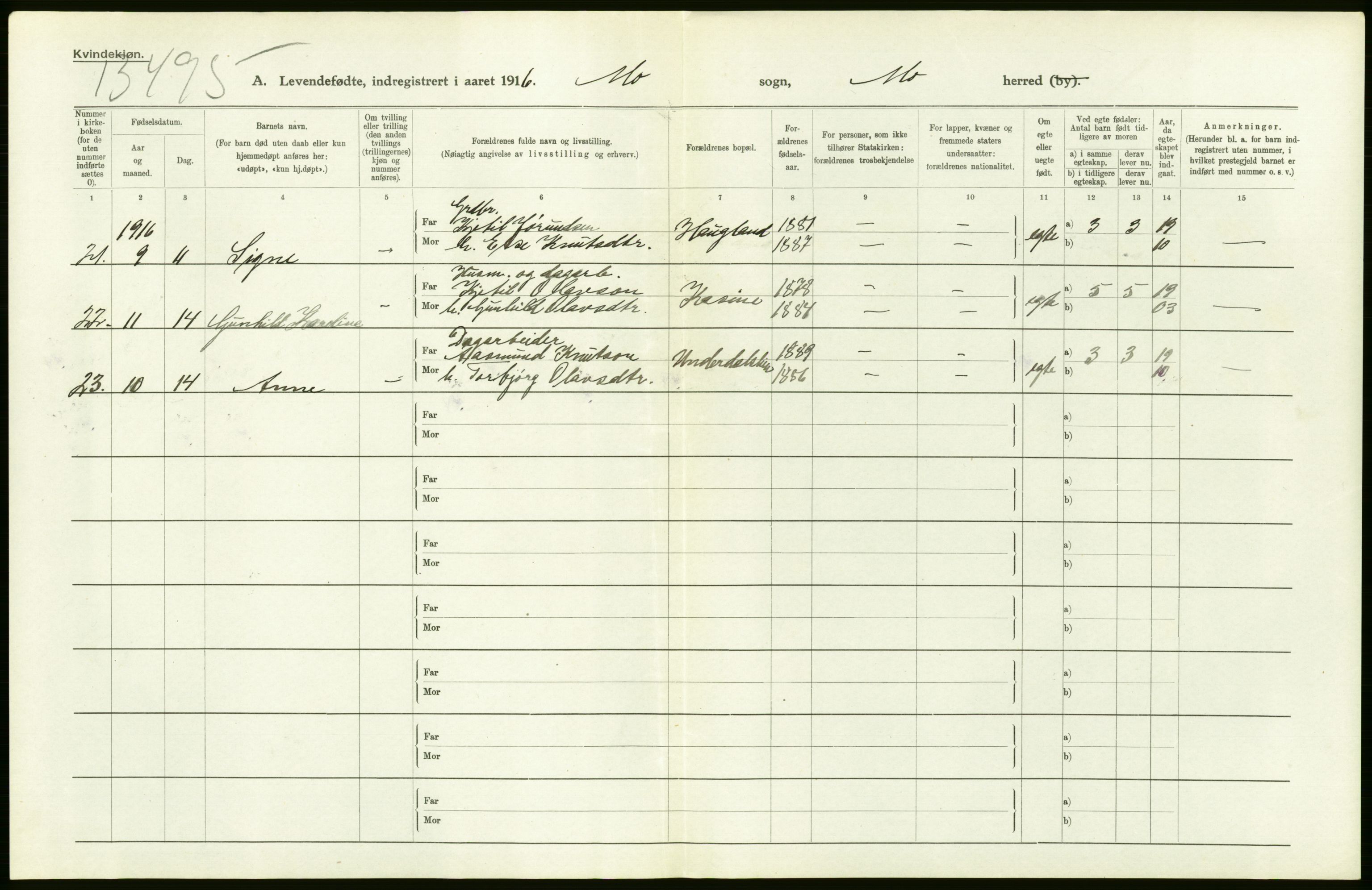 Statistisk sentralbyrå, Sosiodemografiske emner, Befolkning, AV/RA-S-2228/D/Df/Dfb/Dfbf/L0022: Bratsberg amt: Levendefødte menn og kvinner. Bygder., 1916, p. 36