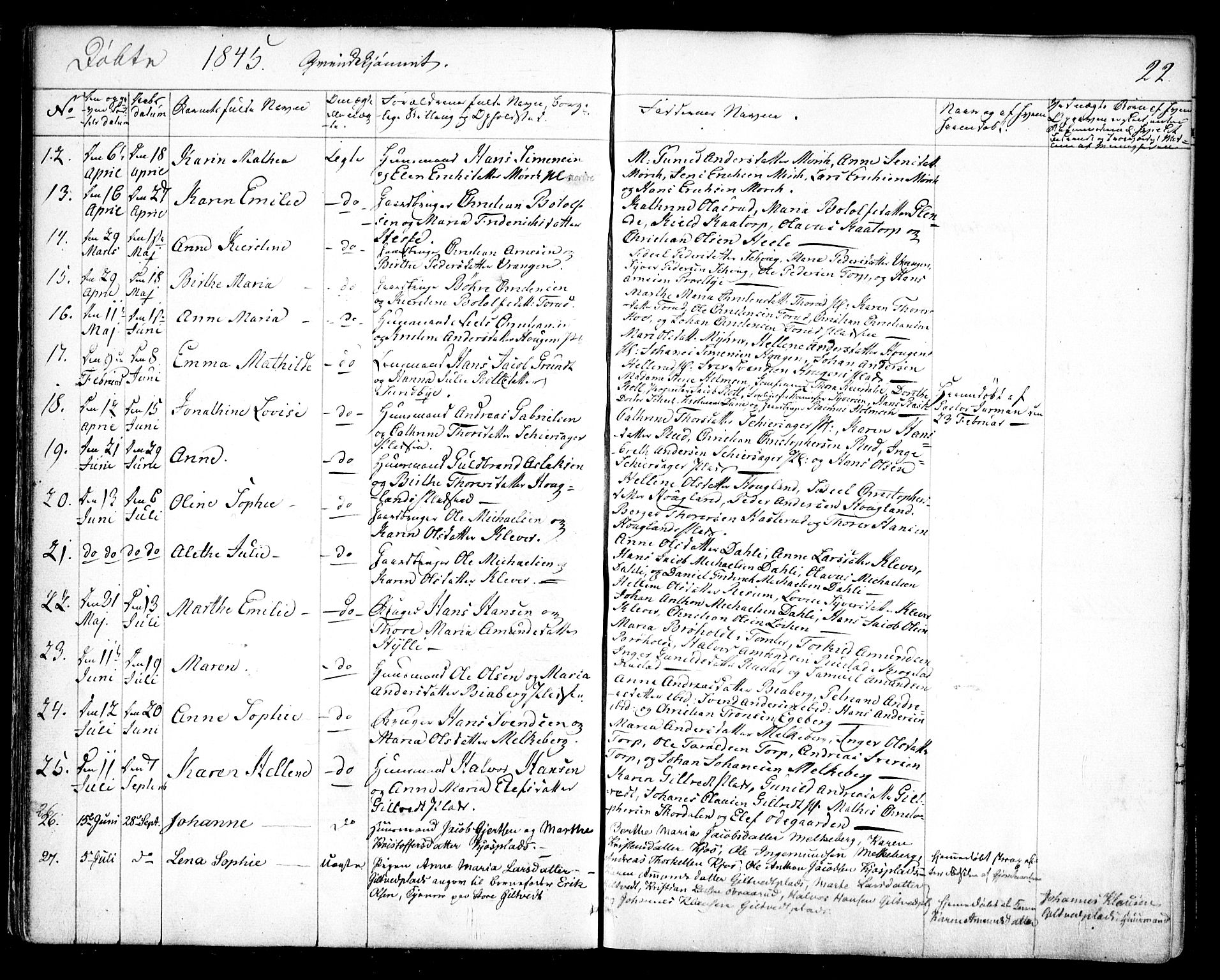 Spydeberg prestekontor Kirkebøker, SAO/A-10924/F/Fa/L0005: Parish register (official) no. I 5, 1842-1862, p. 22
