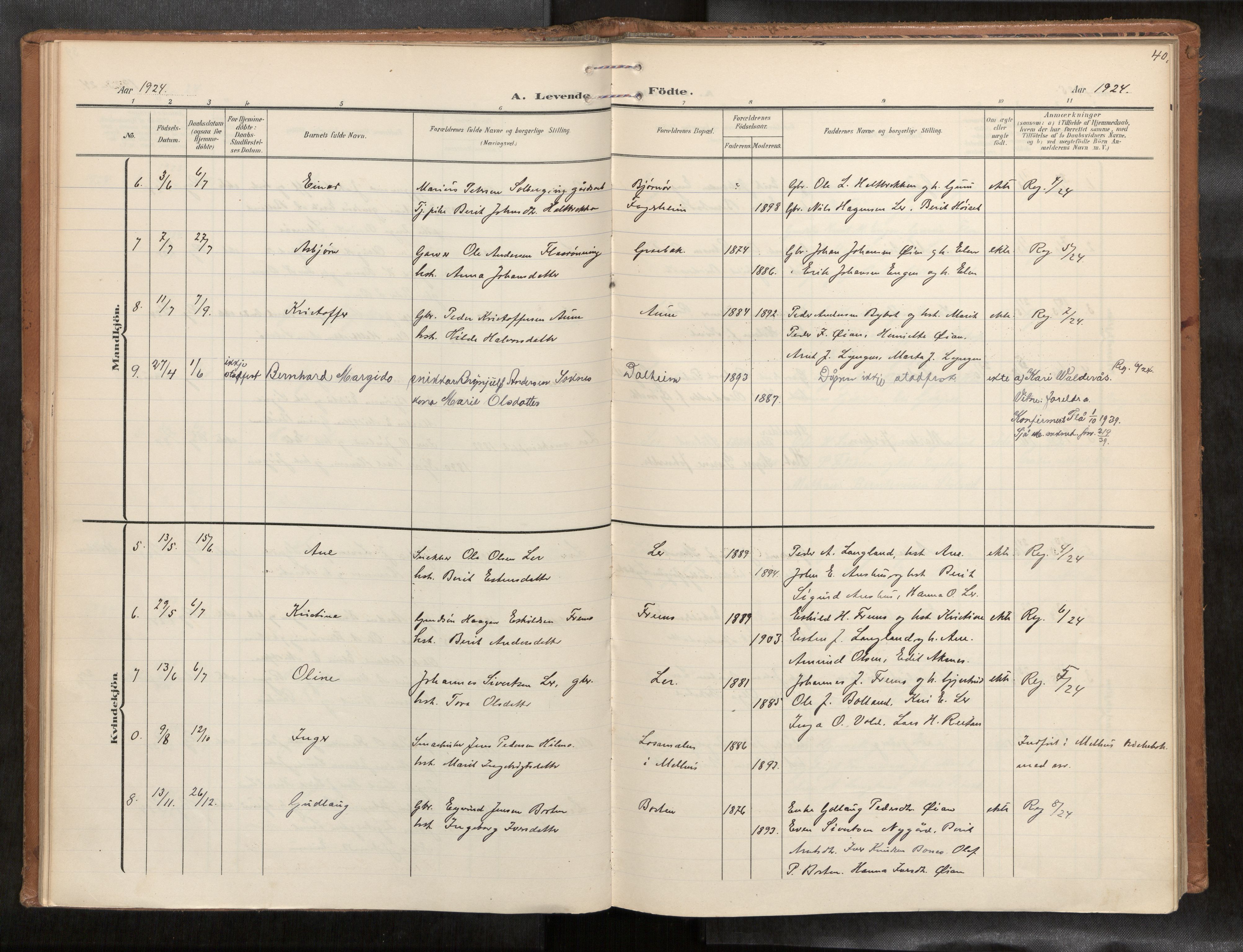 Ministerialprotokoller, klokkerbøker og fødselsregistre - Sør-Trøndelag, SAT/A-1456/693/L1119b: Parish register (official) no. 693A02, 1906-1936, p. 40