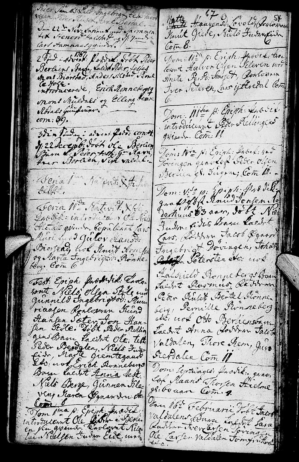 Ministerialprotokoller, klokkerbøker og fødselsregistre - Møre og Romsdal, SAT/A-1454/519/L0243: Parish register (official) no. 519A02, 1760-1770, p. 53-54