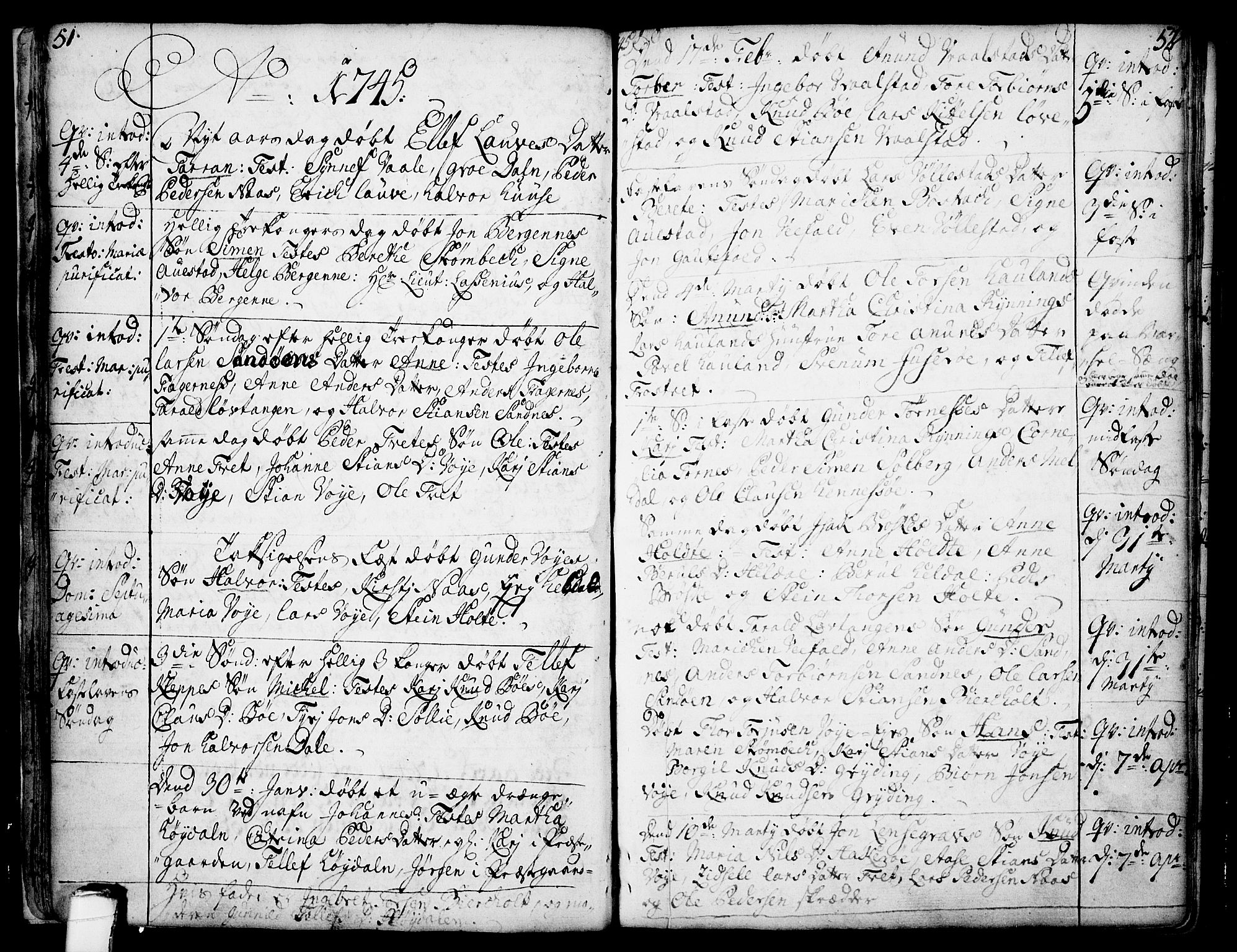 Drangedal kirkebøker, SAKO/A-258/F/Fa/L0002: Parish register (official) no. 2, 1733-1753, p. 51-52
