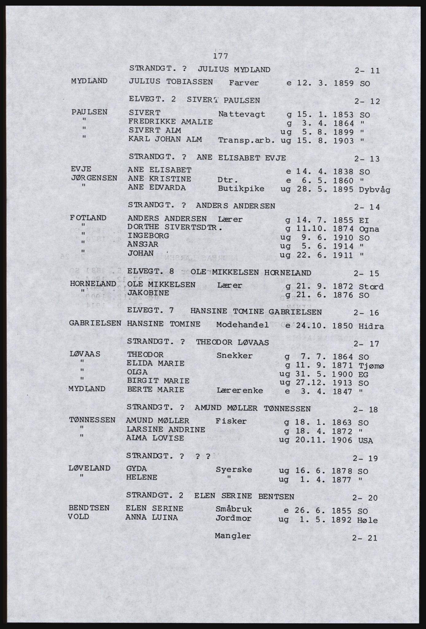 SAST, Copy of 1920 census for Dalane, 1920, p. 627