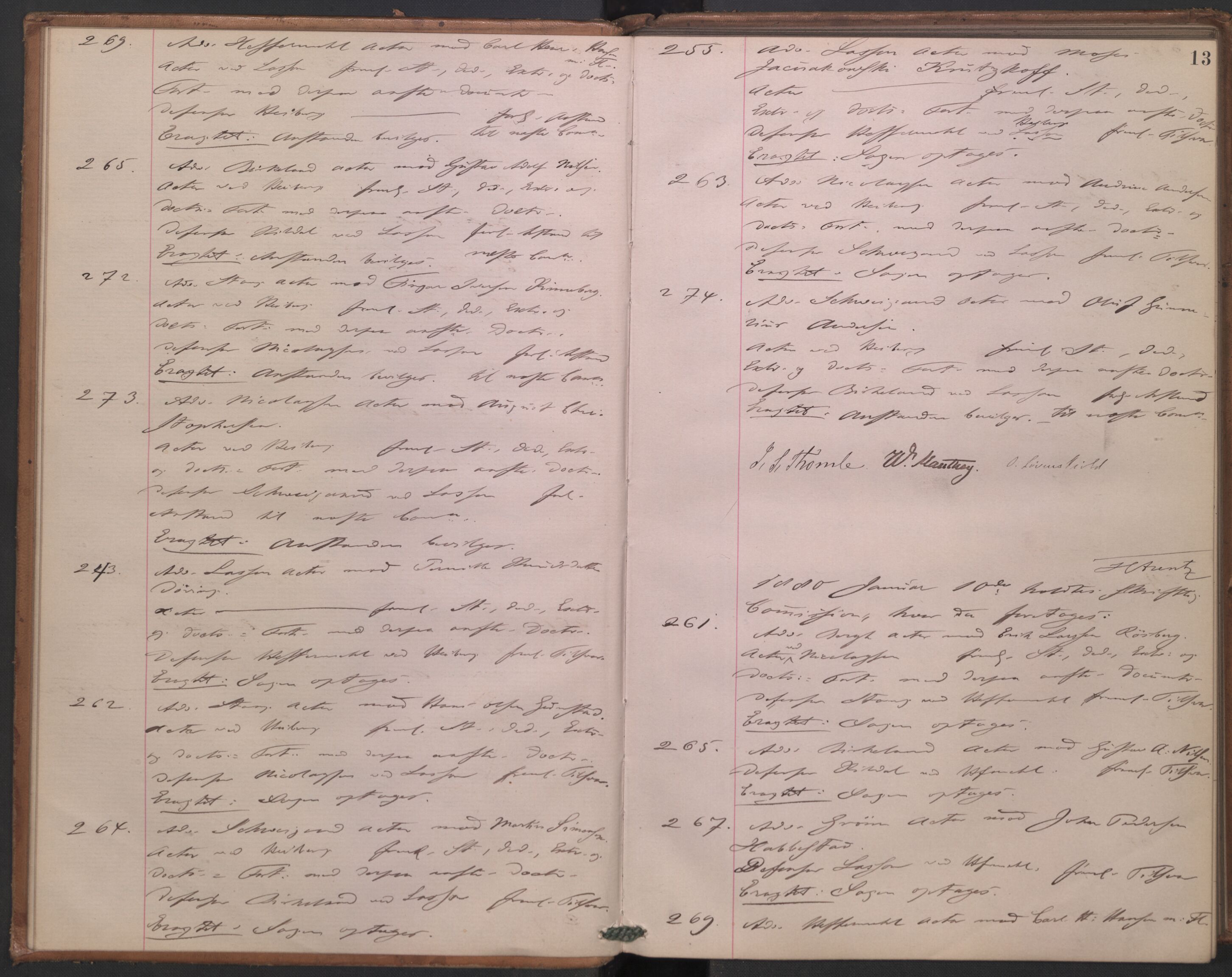 Høyesterett, AV/RA-S-1002/E/Ef/L0014: Protokoll over saker som gikk til skriftlig behandling, 1879-1884, p. 12b-13a