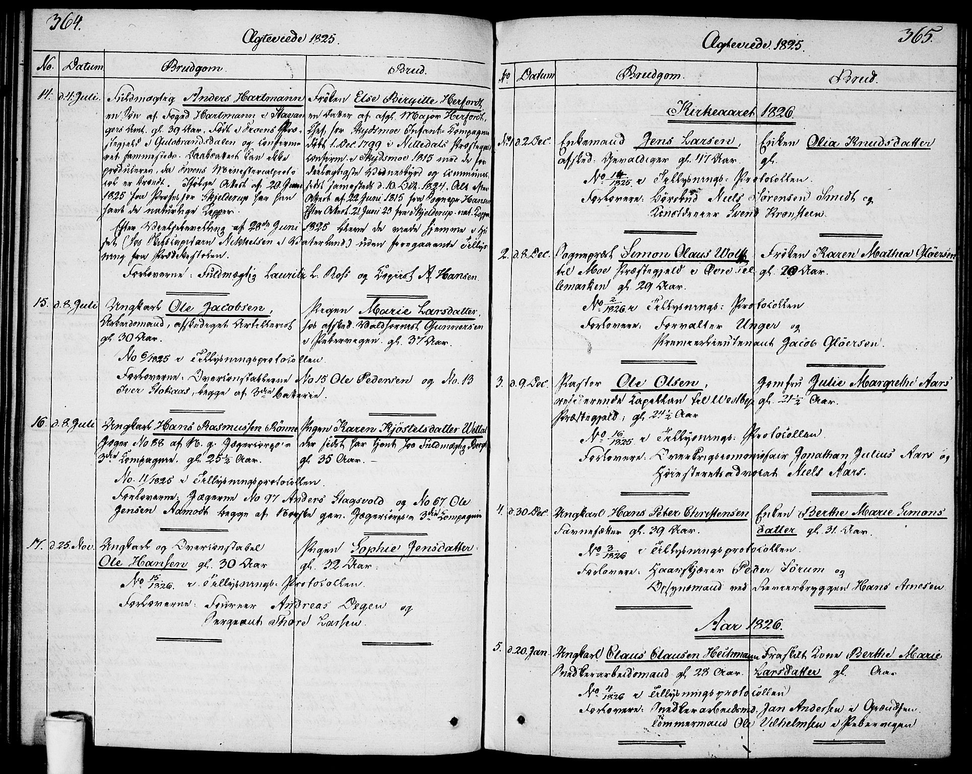 Garnisonsmenigheten Kirkebøker, SAO/A-10846/F/Fa/L0004: Parish register (official) no. 4, 1820-1828, p. 364-365