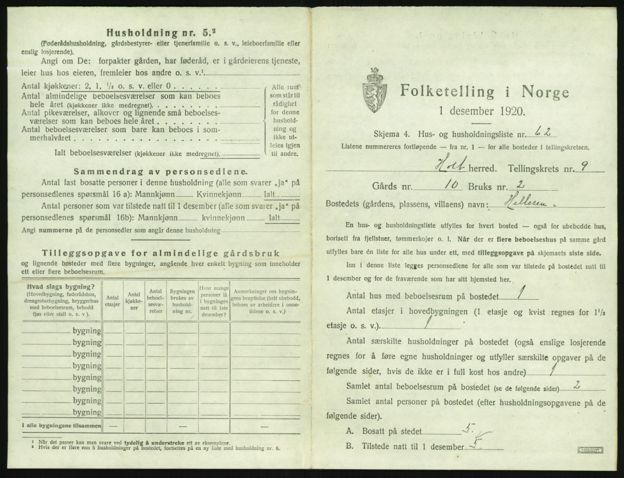 SAK, 1920 census for Holt, 1920, p. 898