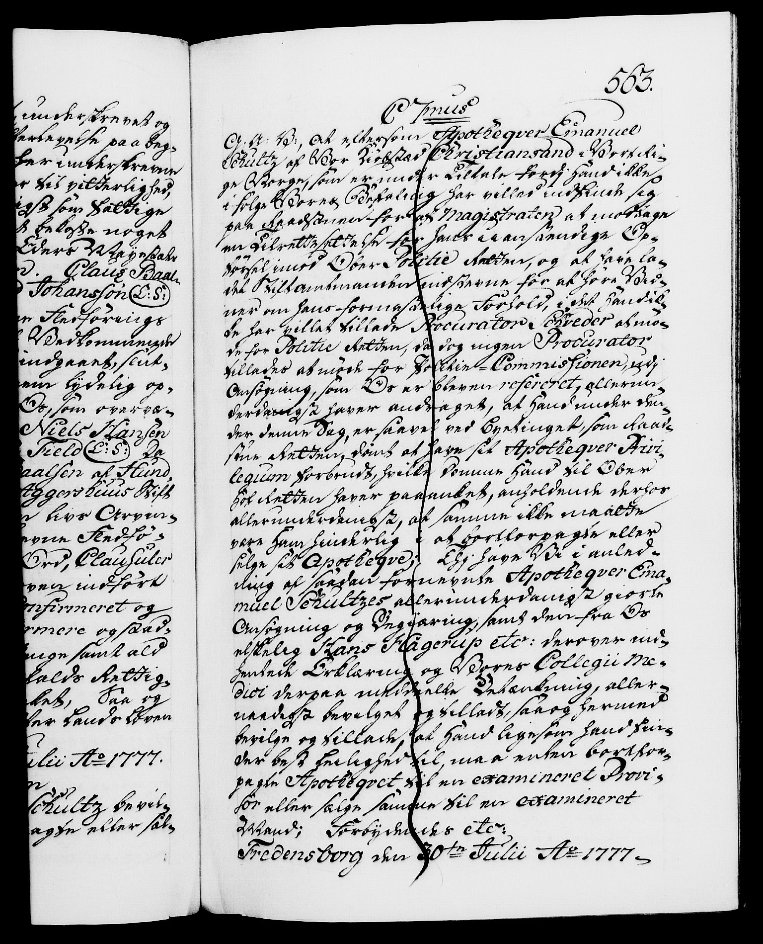 Danske Kanselli 1572-1799, AV/RA-EA-3023/F/Fc/Fca/Fcaa/L0047: Norske registre, 1776-1778, p. 563a