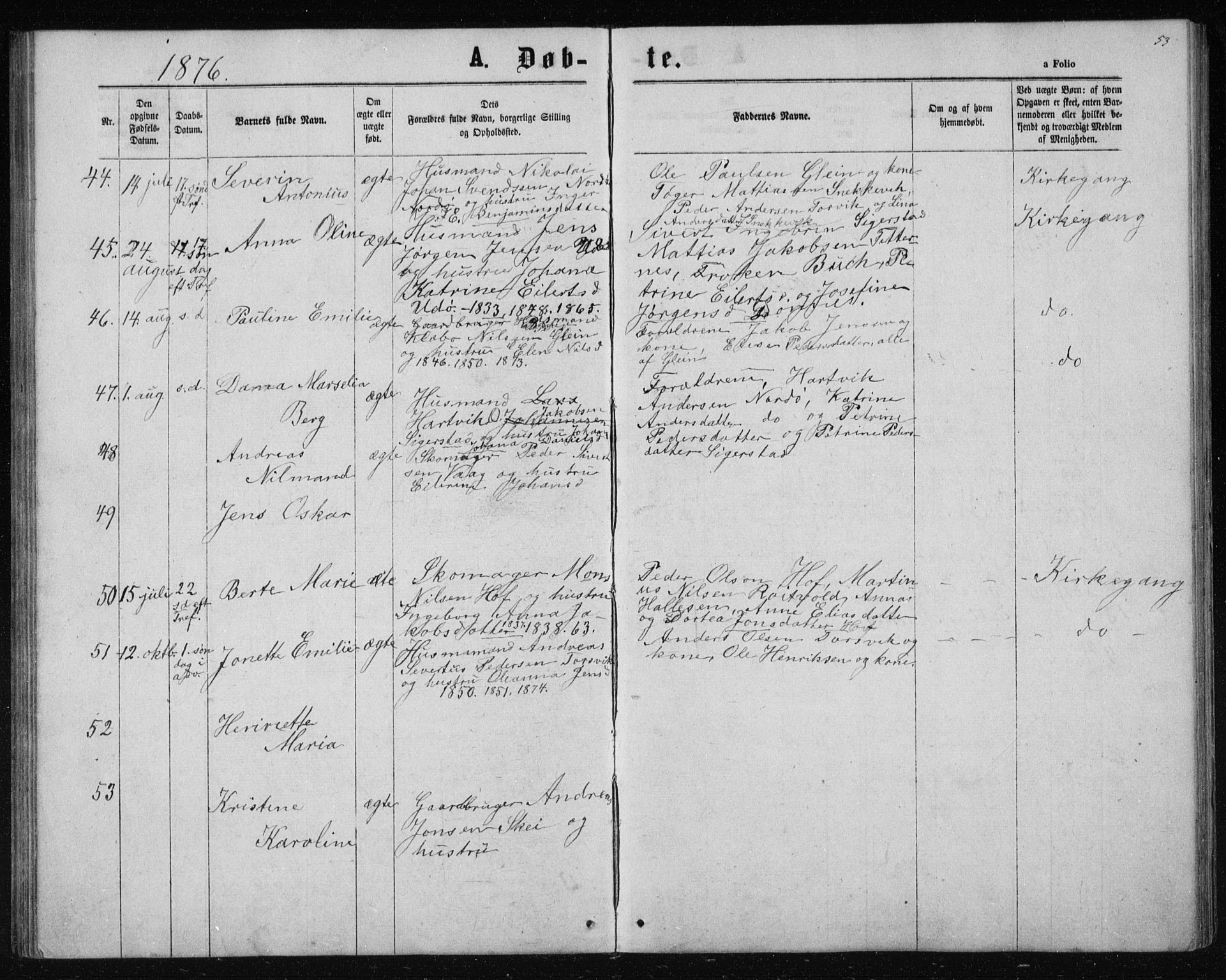 Ministerialprotokoller, klokkerbøker og fødselsregistre - Nordland, SAT/A-1459/835/L0531: Parish register (copy) no. 835C03, 1865-1877, p. 53