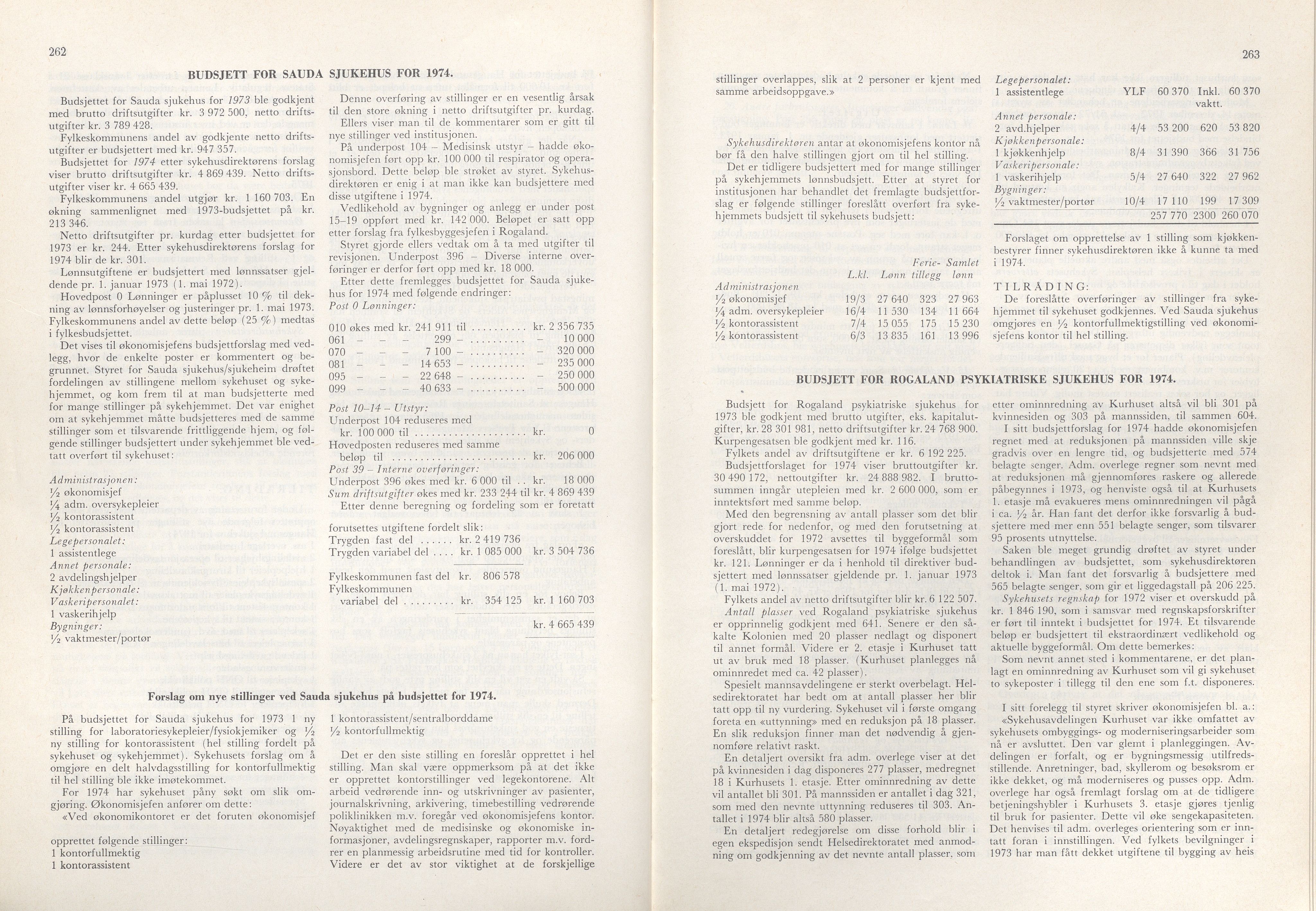 Rogaland fylkeskommune - Fylkesrådmannen , IKAR/A-900/A/Aa/Aaa/L0093: Møtebok , 1973, p. 262-263