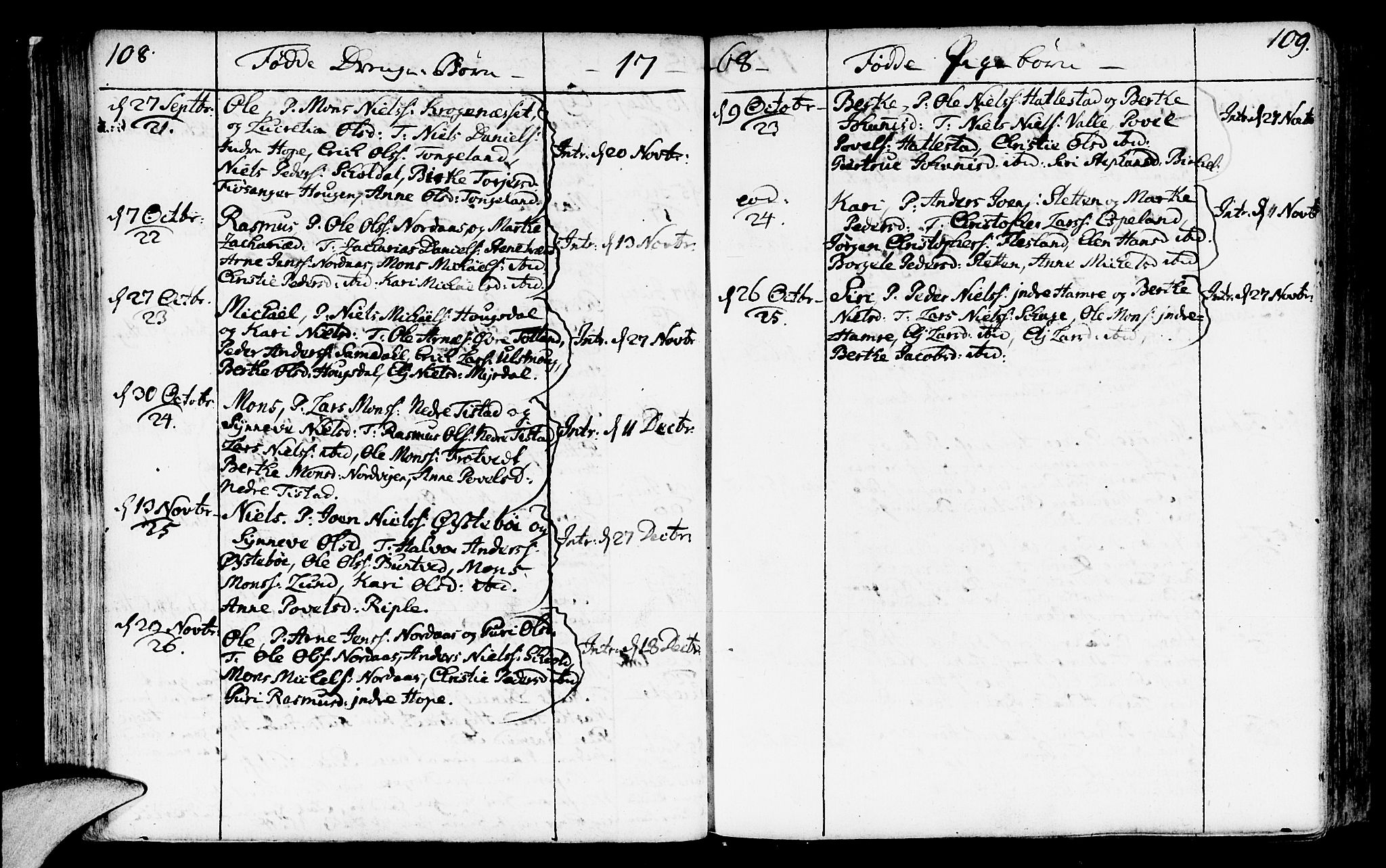 Fana Sokneprestembete, AV/SAB-A-75101/H/Haa/Haaa/L0004: Parish register (official) no. A 4, 1757-1774, p. 108-109