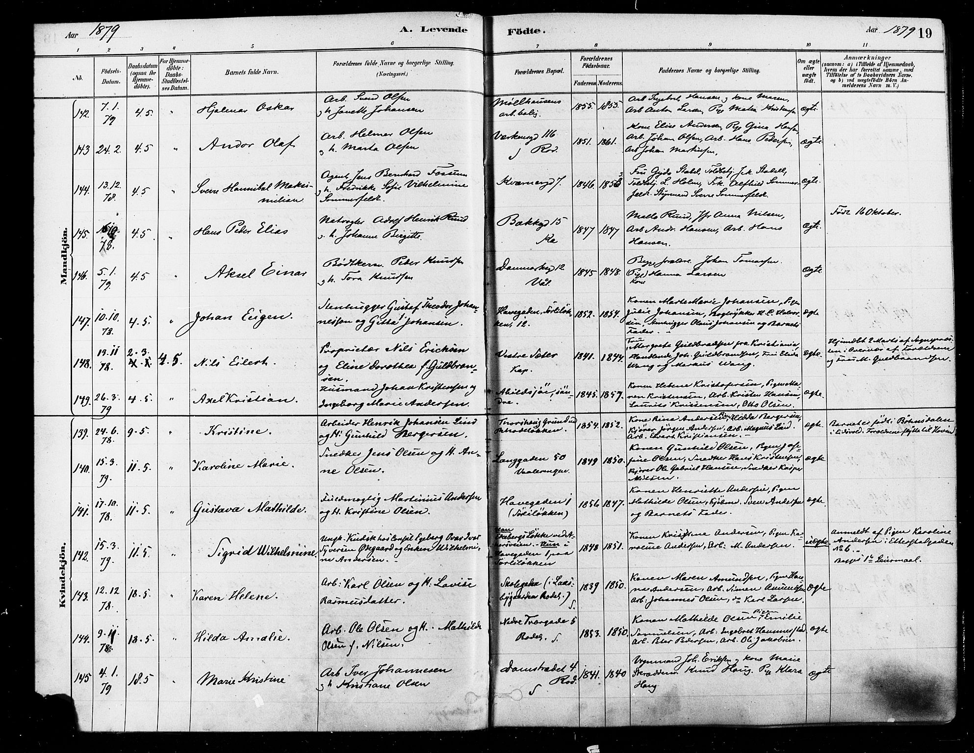 Østre Aker prestekontor Kirkebøker, SAO/A-10840/F/Fa/L0006: Parish register (official) no. I 5, 1879-1882, p. 19
