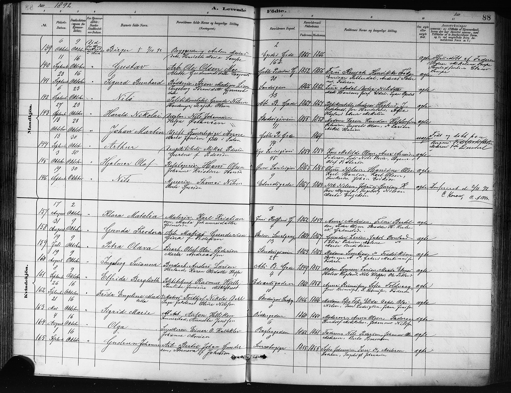 Sandviken Sokneprestembete, AV/SAB-A-77601/H/Hb/L0002: Parish register (copy) no. A 3, 1888-1902, p. 88