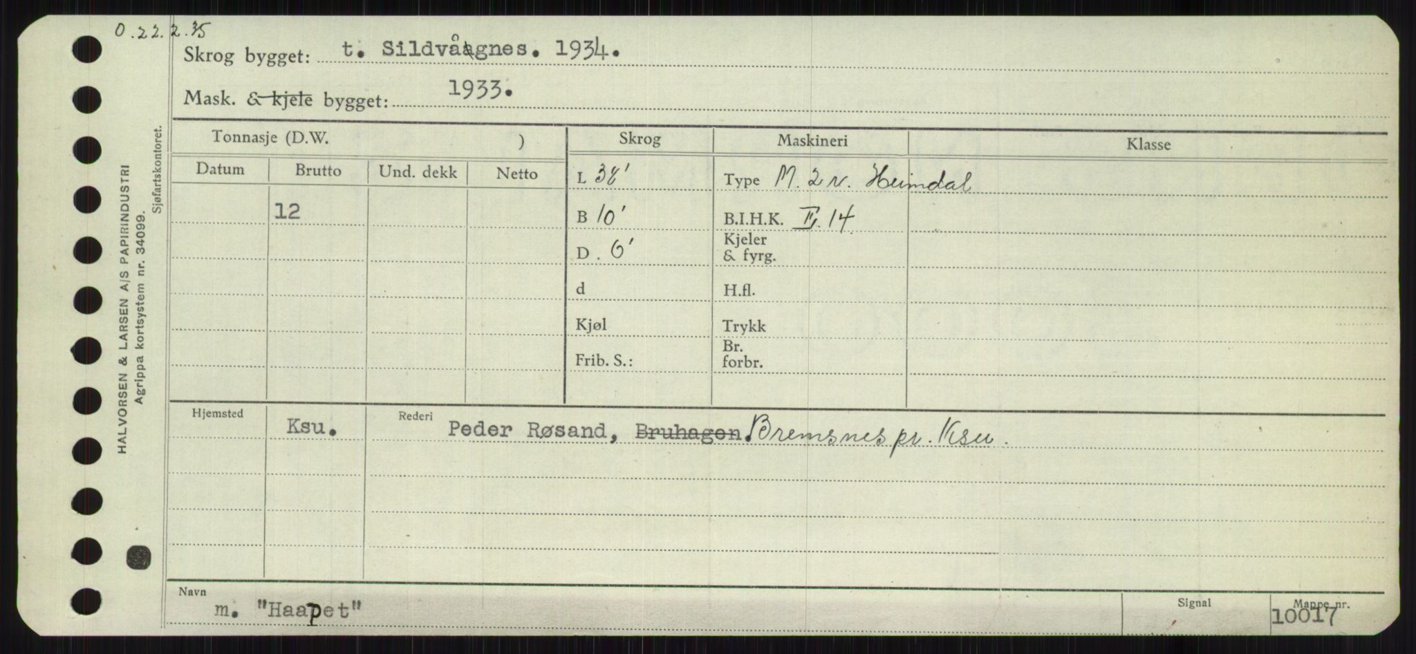 Sjøfartsdirektoratet med forløpere, Skipsmålingen, AV/RA-S-1627/H/Ha/L0003/0001: Fartøy, Hilm-Mar / Fartøy, Hilm-Kol, p. 255