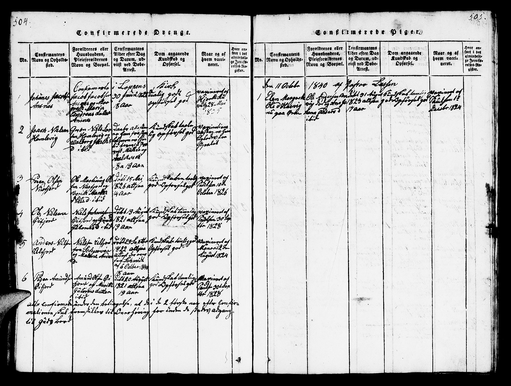 Loppa sokneprestkontor, AV/SATØ-S-1339/H/Hb/L0001klokker: Parish register (copy) no. 1, 1820-1849, p. 504-505