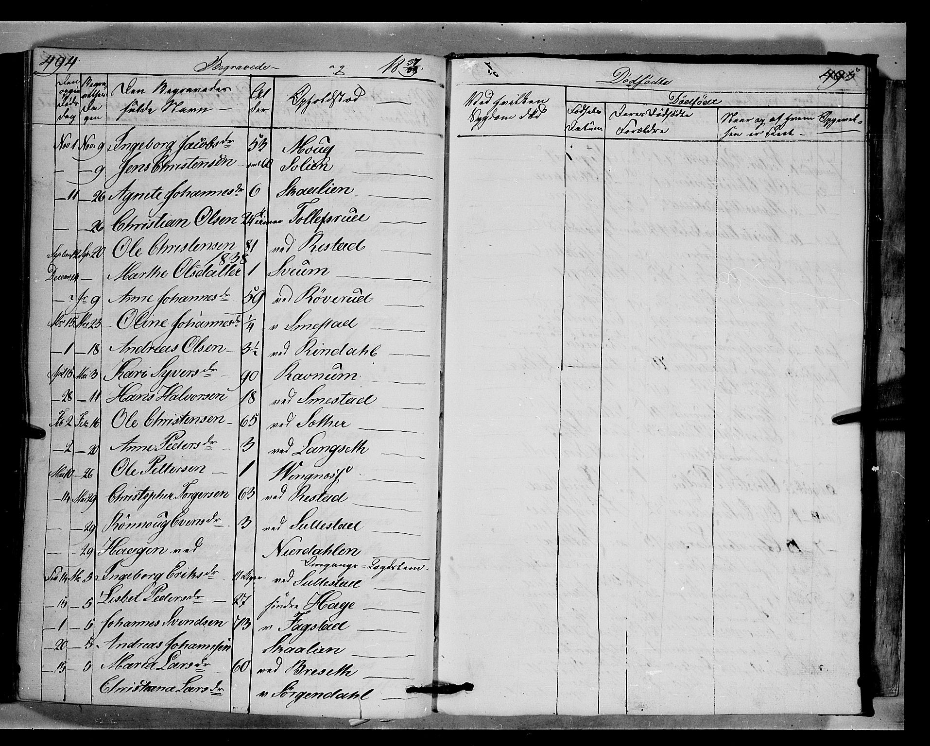 Fåberg prestekontor, SAH/PREST-086/H/Ha/Hab/L0006: Parish register (copy) no. 6, 1837-1855, p. 494-495