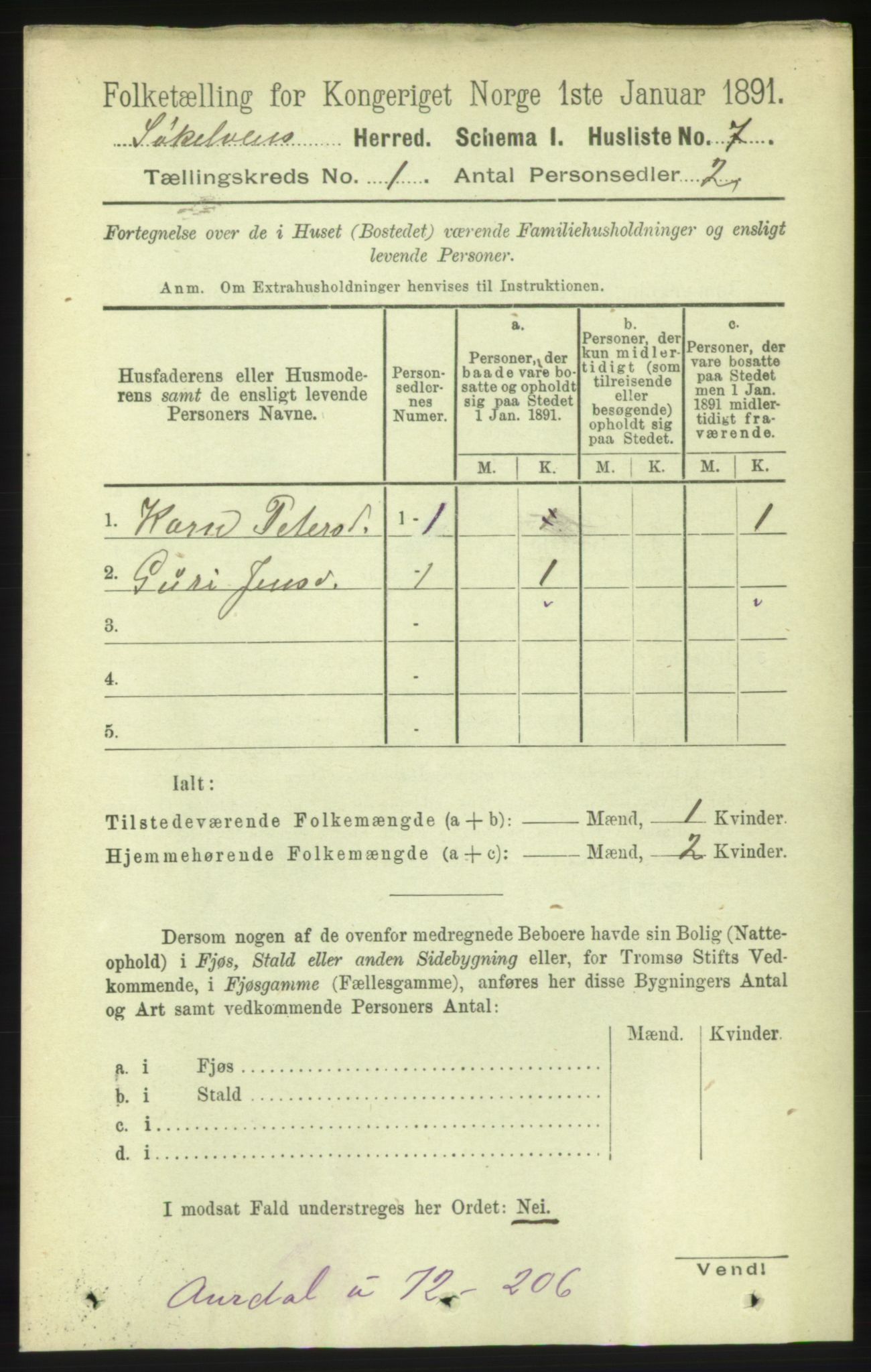 RA, 1891 census for 1528 Sykkylven, 1891, p. 22