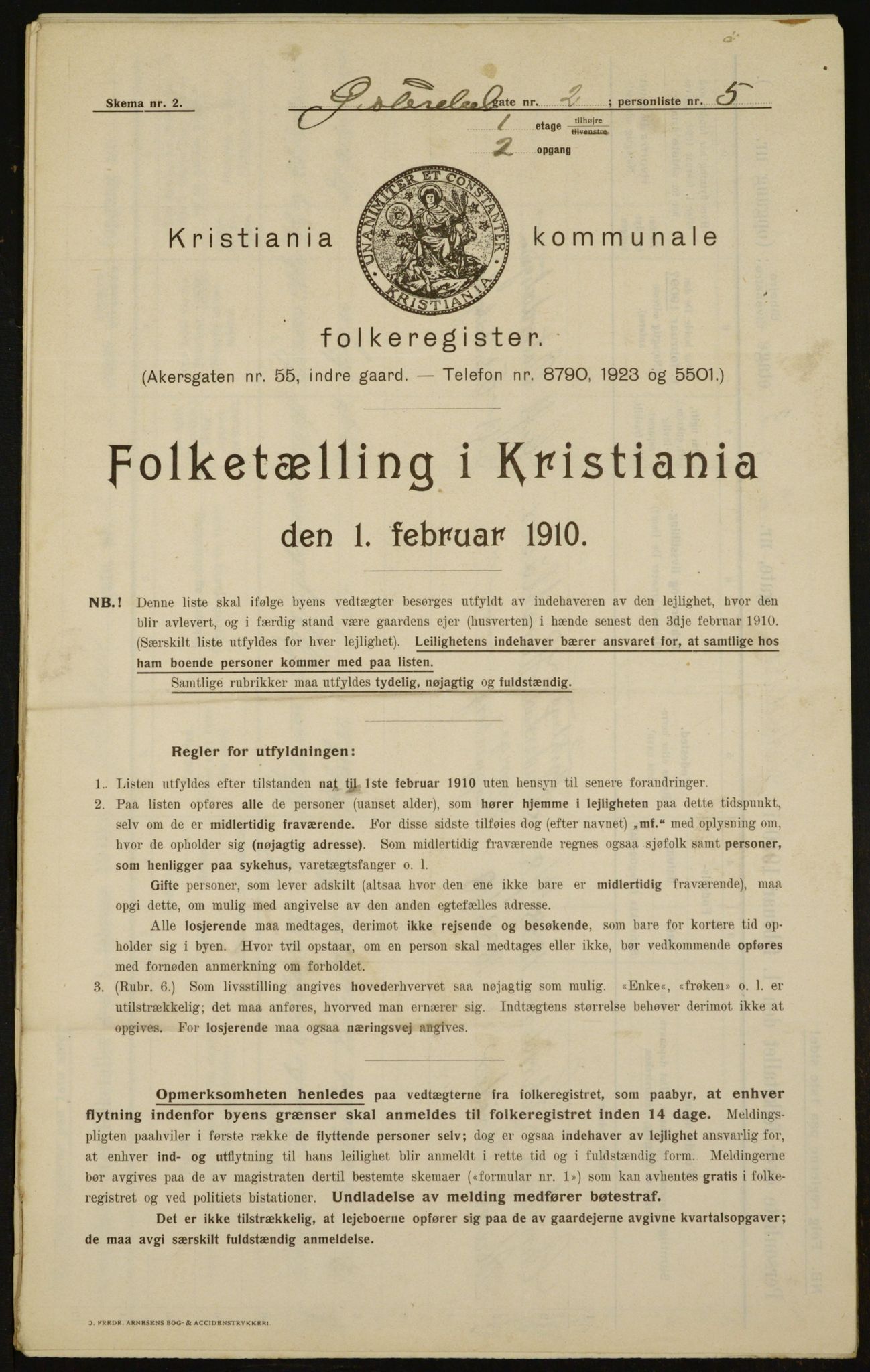 OBA, Municipal Census 1910 for Kristiania, 1910, p. 122248