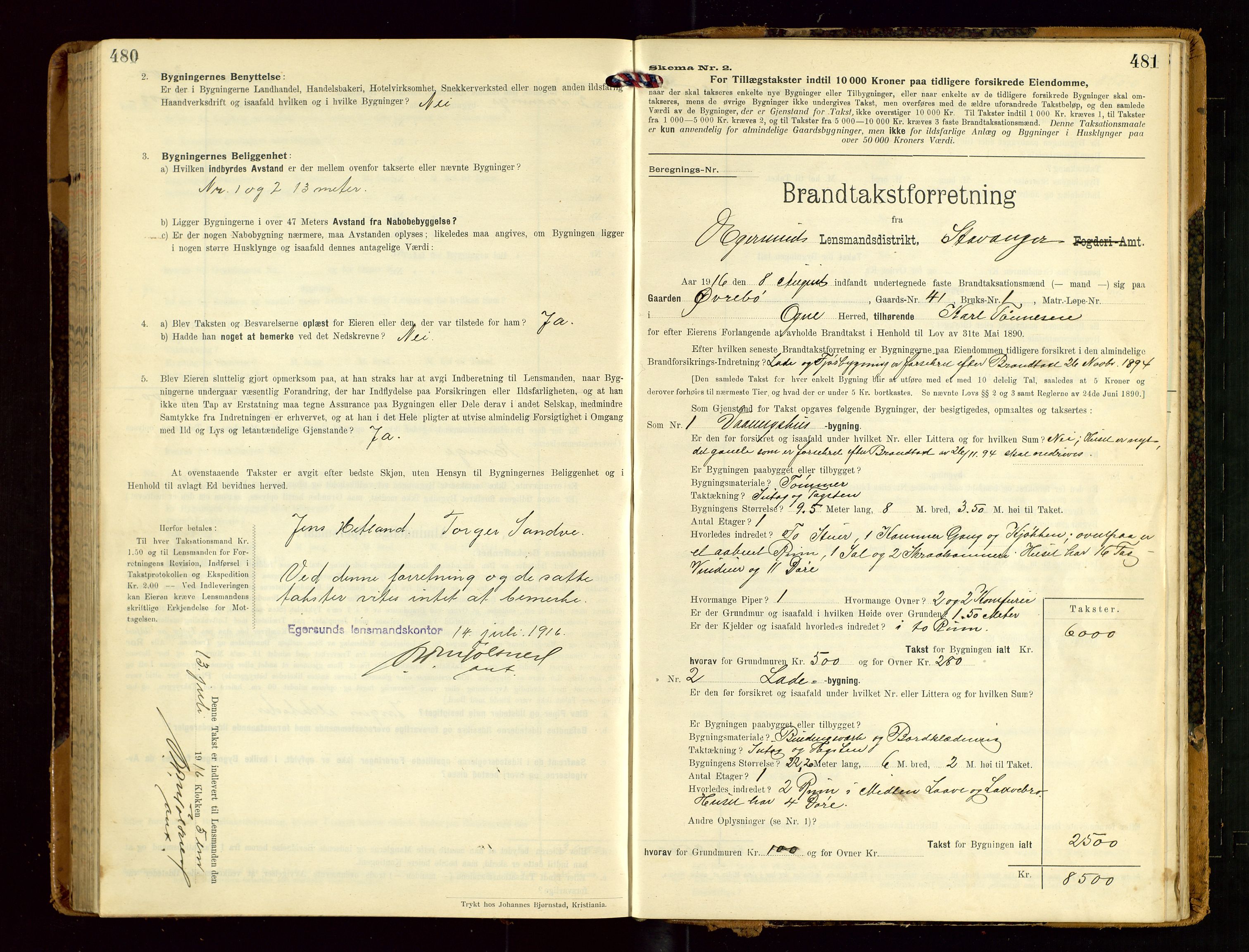 Eigersund lensmannskontor, SAST/A-100171/Gob/L0002: "Brandtakstprotokol", 1910-1916, p. 480-481