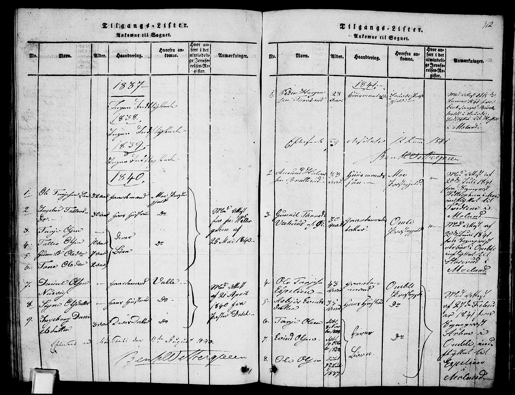 Fyresdal kirkebøker, SAKO/A-263/G/Ga/L0002: Parish register (copy) no. I 2, 1815-1857, p. 312