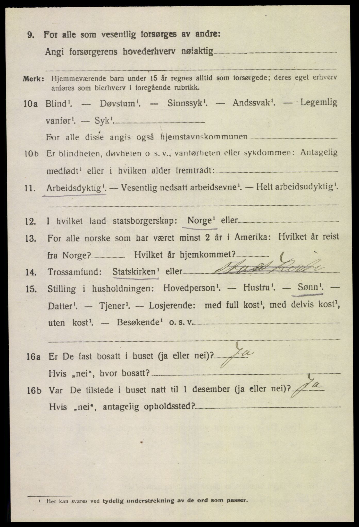 SAK, 1920 census for Spangereid, 1920, p. 1066