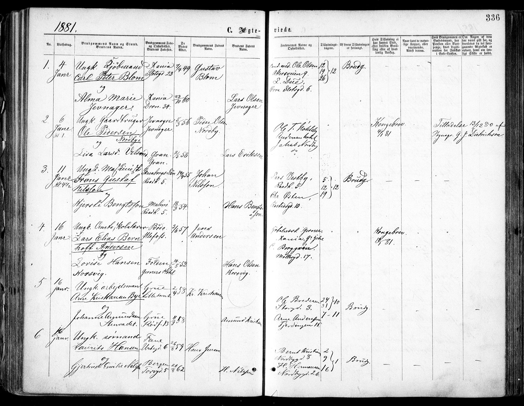 Oslo domkirke Kirkebøker, SAO/A-10752/F/Fa/L0021: Parish register (official) no. 21, 1865-1884, p. 336