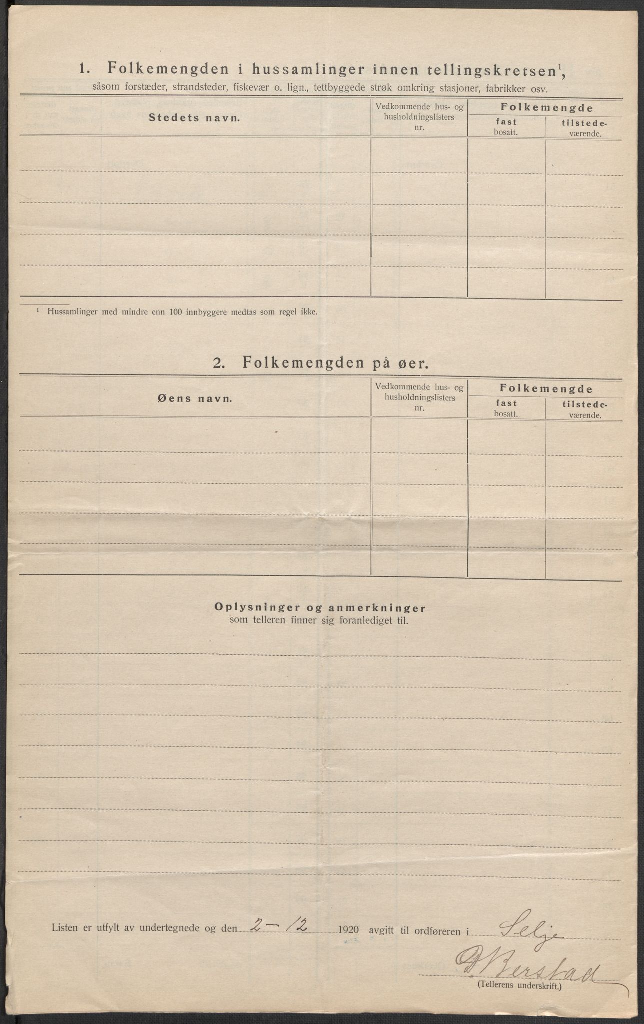 SAB, 1920 census for Selje, 1920, p. 36