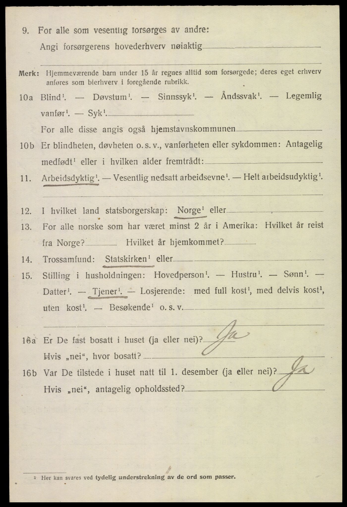 SAK, 1920 census for Bygland, 1920, p. 5908