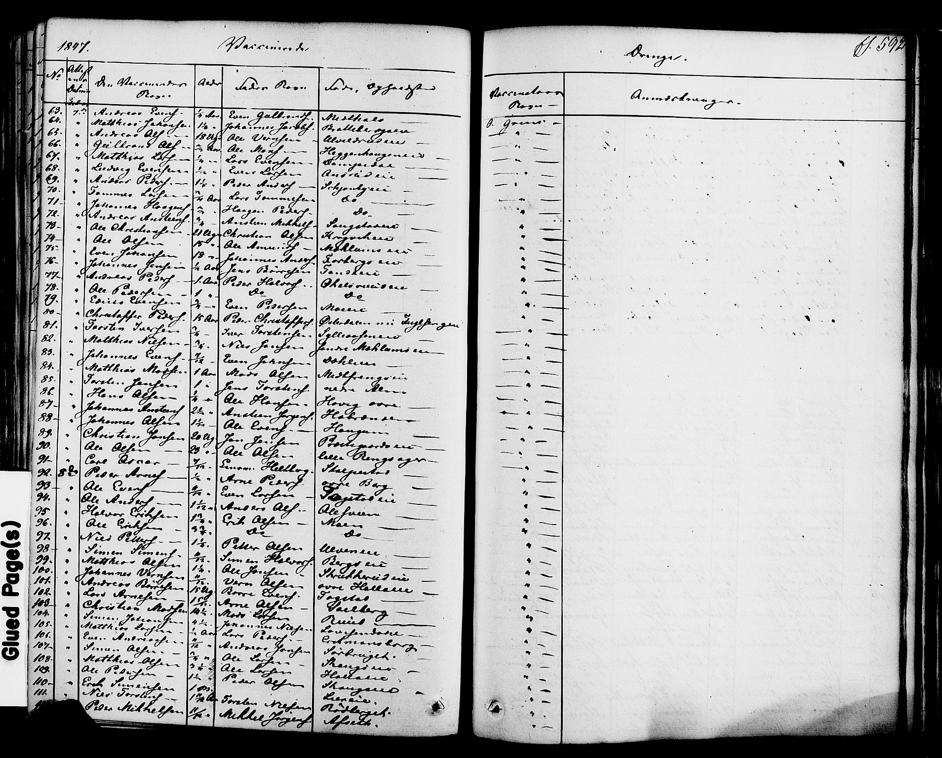 Ringsaker prestekontor, SAH/PREST-014/K/Ka/L0008: Parish register (official) no. 8, 1837-1850, p. 592