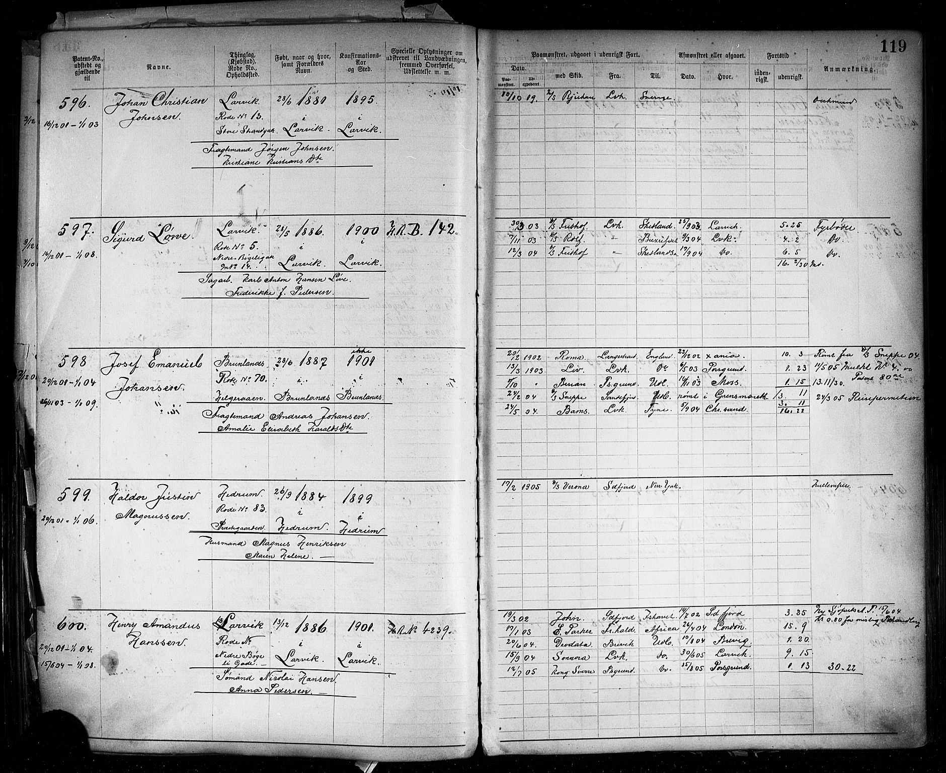 Larvik innrulleringskontor, AV/SAKO-A-787/F/Fb/L0002: Annotasjonsrulle, 1897-1917, p. 122