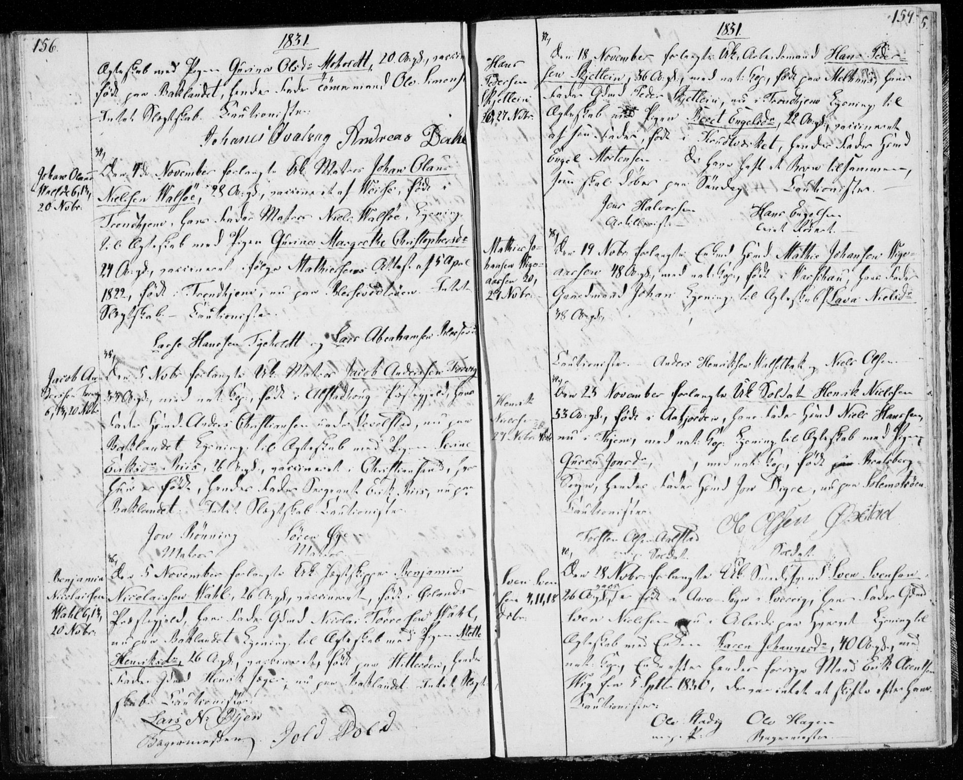 Ministerialprotokoller, klokkerbøker og fødselsregistre - Sør-Trøndelag, SAT/A-1456/606/L0295: Banns register no. 606A10, 1815-1833, p. 156-157