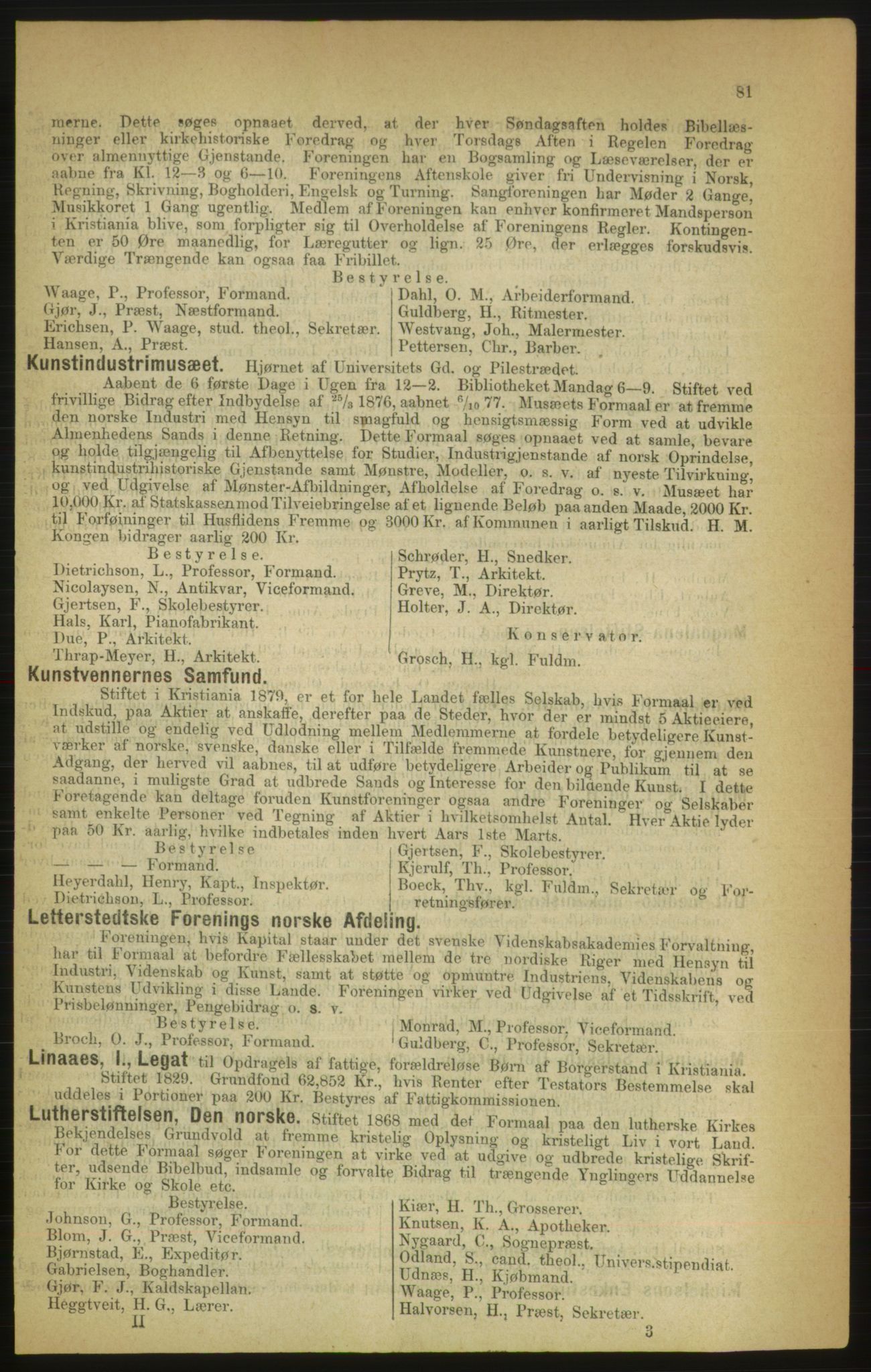 Kristiania/Oslo adressebok, PUBL/-, 1888, p. 81