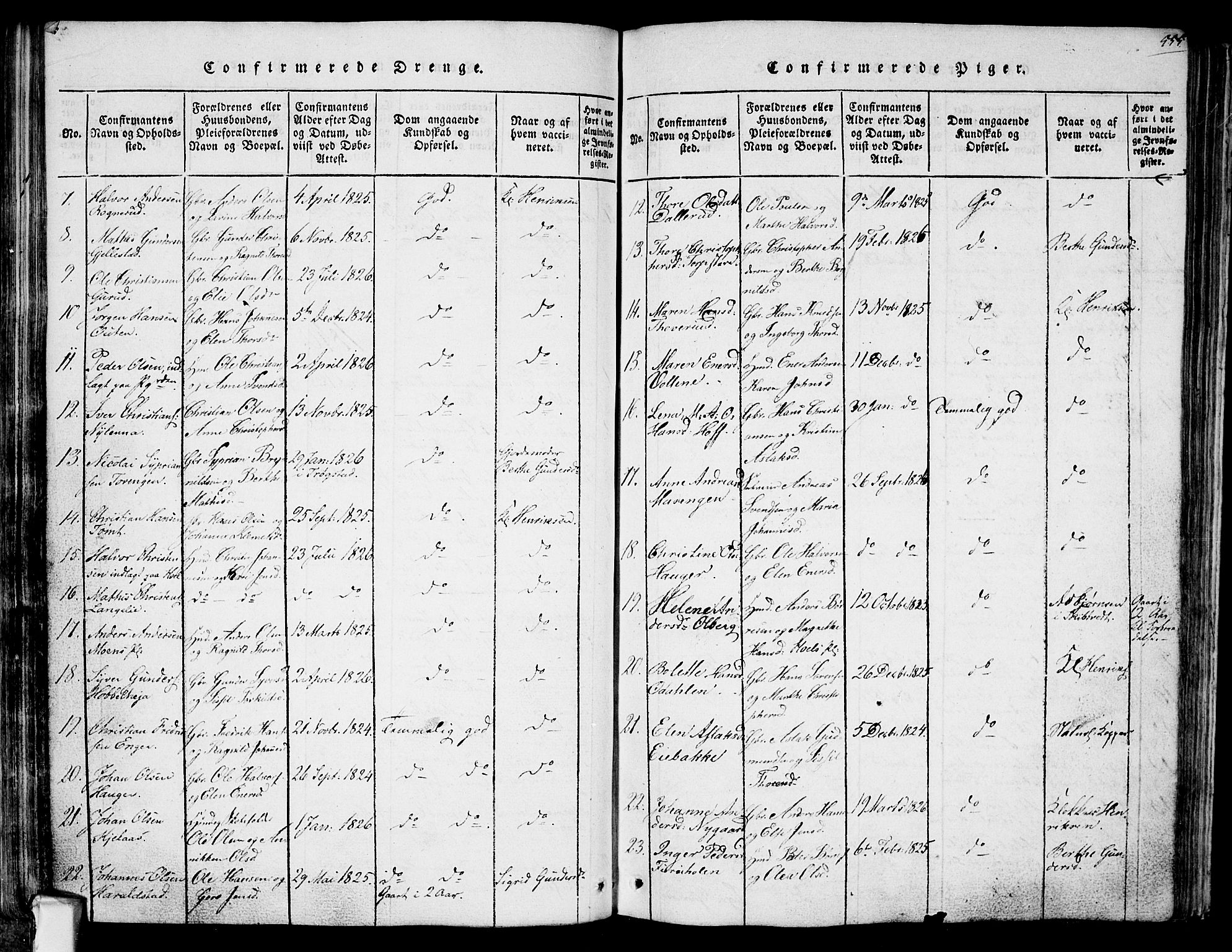 Askim prestekontor Kirkebøker, SAO/A-10900/F/Fa/L0004: Parish register (official) no. 4, 1817-1846, p. 554-555