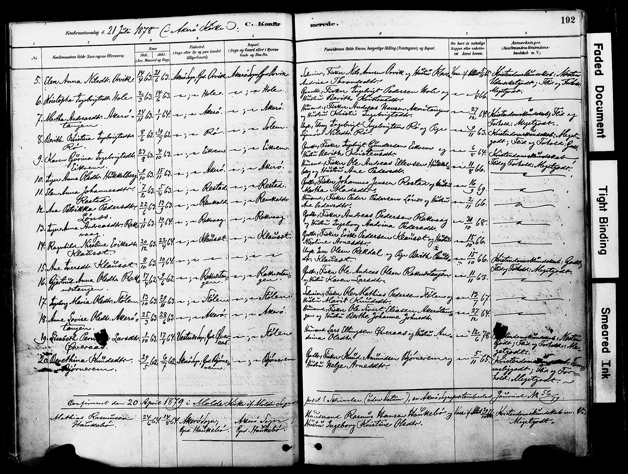 Ministerialprotokoller, klokkerbøker og fødselsregistre - Møre og Romsdal, AV/SAT-A-1454/560/L0721: Parish register (official) no. 560A05, 1878-1917, p. 192