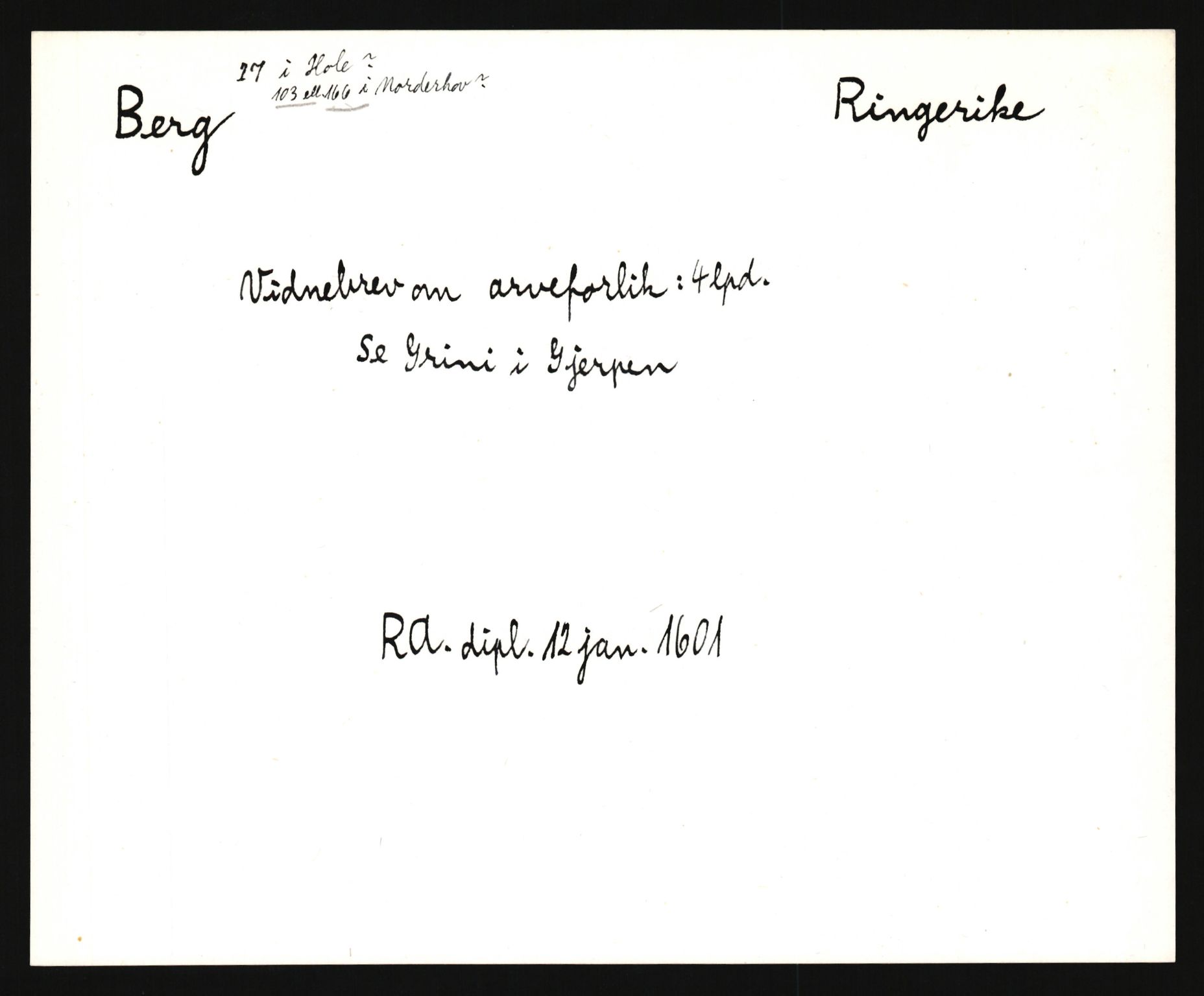 Riksarkivets diplomsamling, AV/RA-EA-5965/F35/F35e/L0012: Registreringssedler Buskerud 1, 1400-1700, p. 29