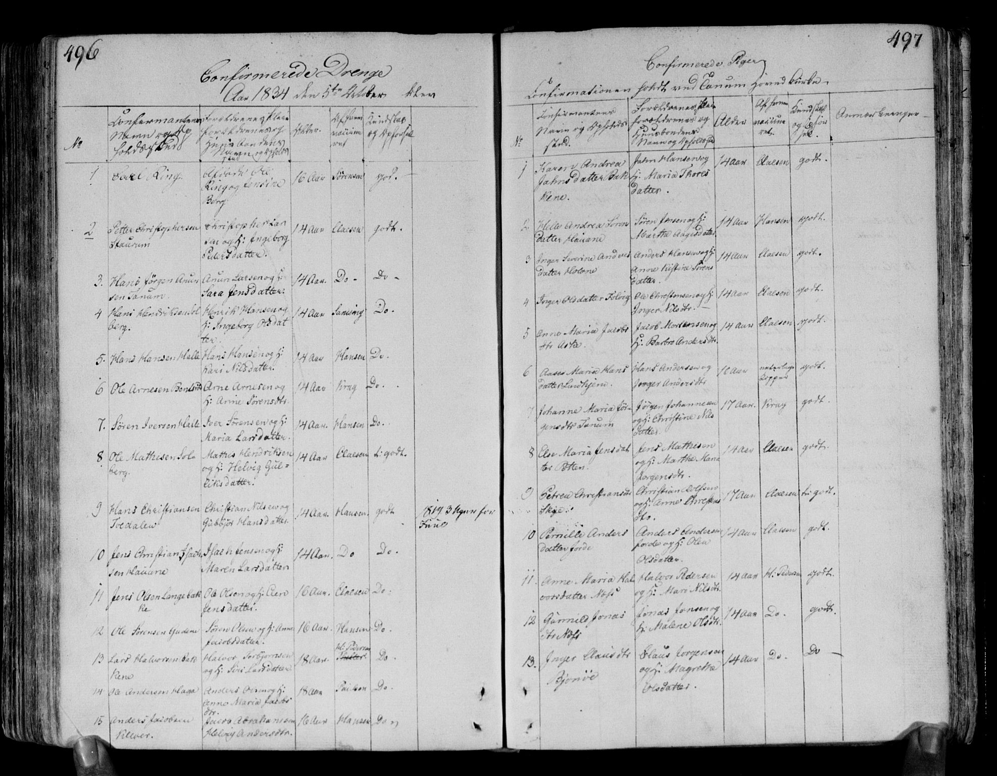 Brunlanes kirkebøker, AV/SAKO-A-342/F/Fa/L0002: Parish register (official) no. I 2, 1802-1834, p. 496-497