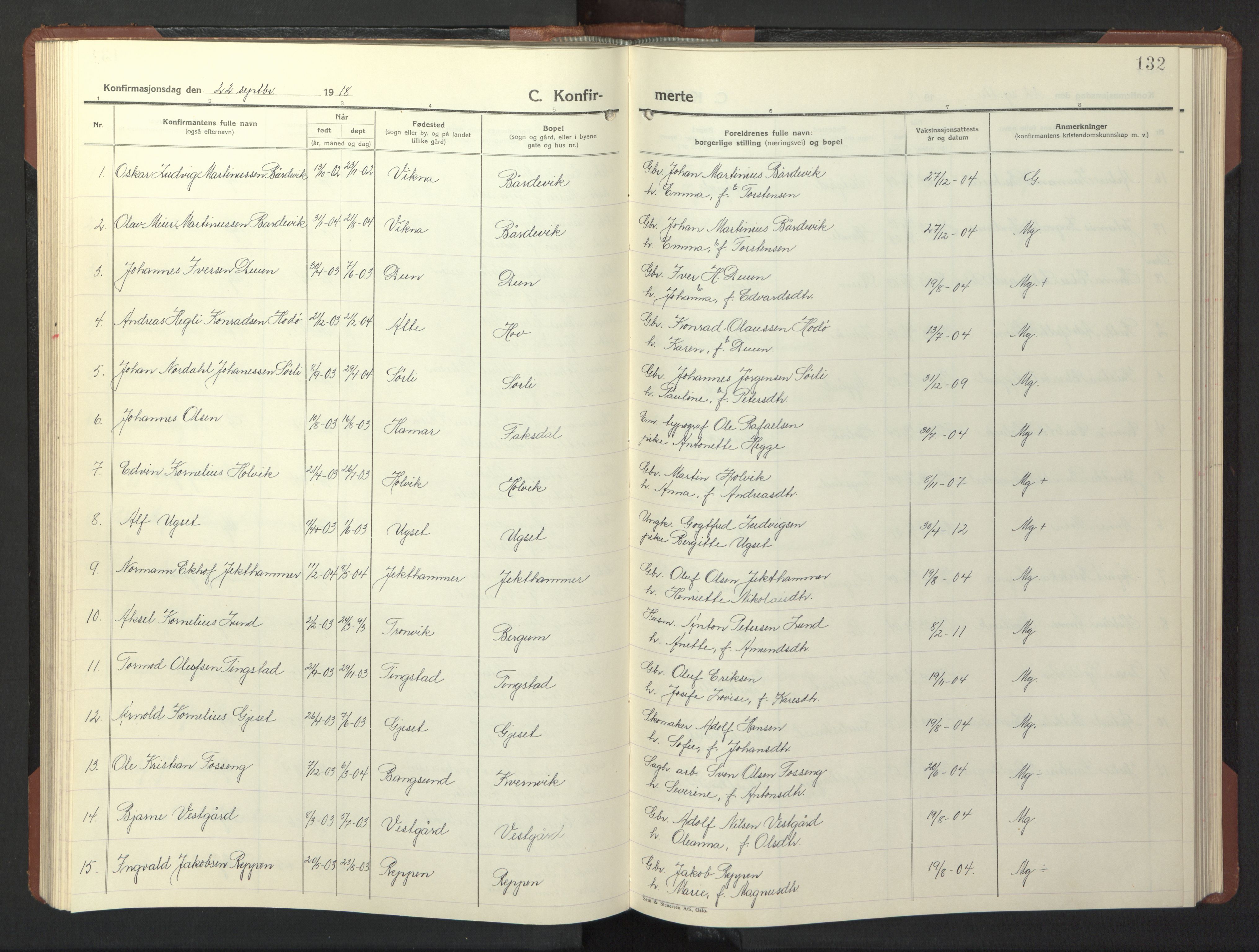Ministerialprotokoller, klokkerbøker og fødselsregistre - Nord-Trøndelag, SAT/A-1458/773/L0625: Parish register (copy) no. 773C01, 1910-1952, p. 132