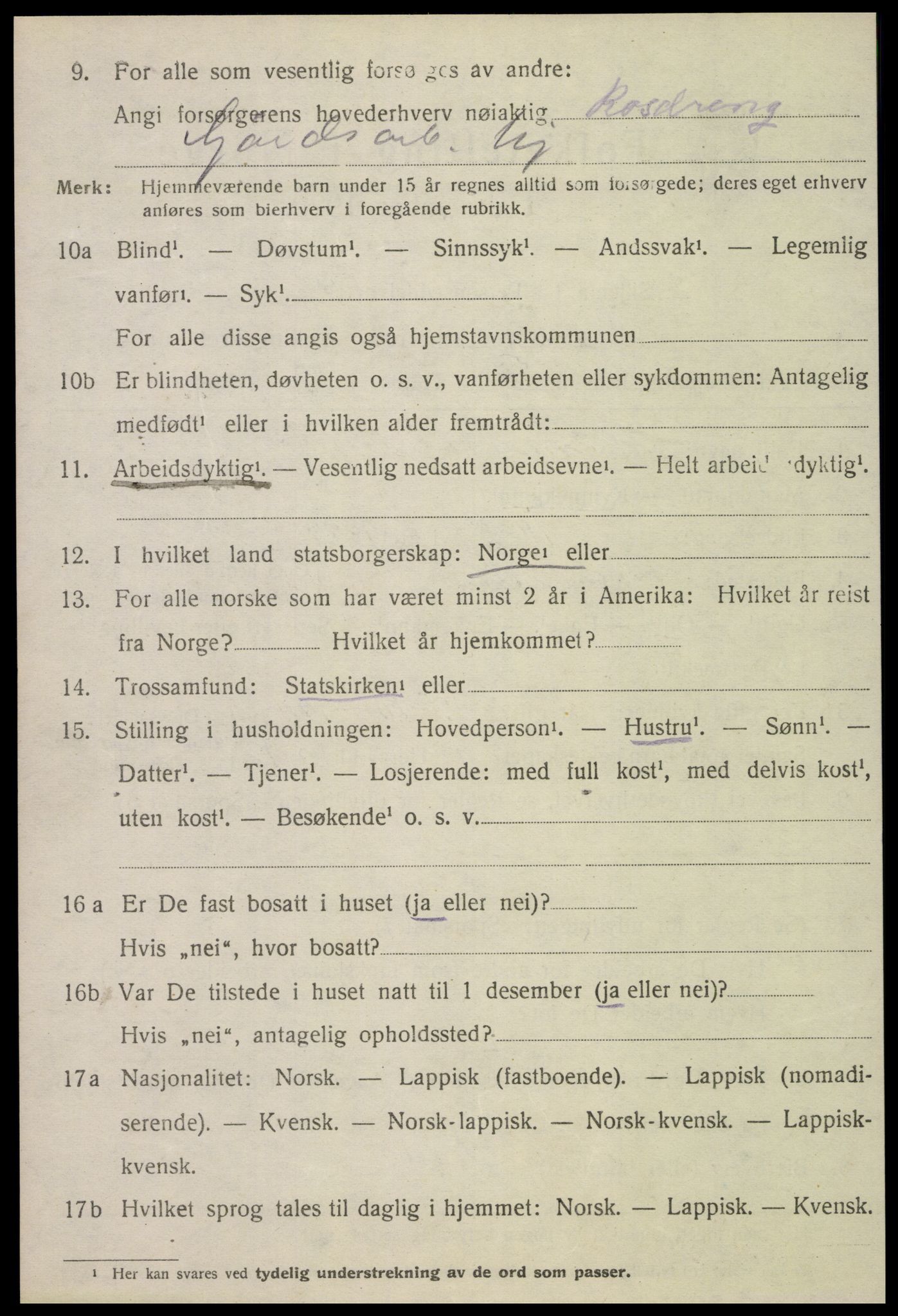 SAT, 1920 census for Grong, 1920, p. 2198