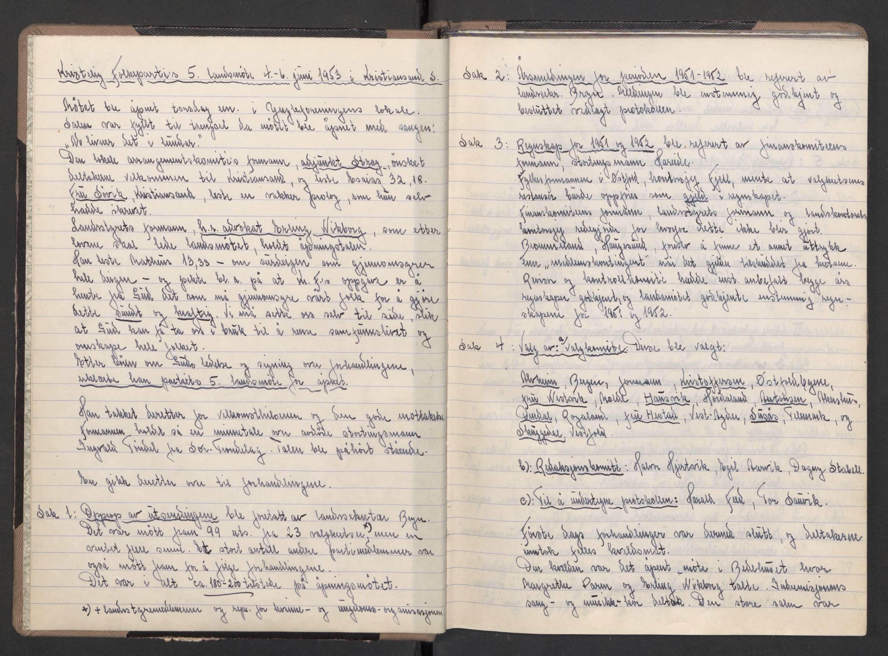 Kristelig Folkeparti, AV/RA-PA-0621/F/Fk/L0050/0001: -- / 1. Protokoller st.møter, Landsmøter, AU, landsstyremøter, 1953-1965, p. 5