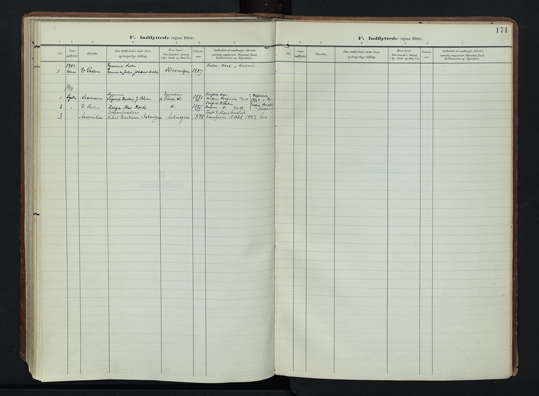 Søndre Land prestekontor, AV/SAH-PREST-122/K/L0007: Parish register (official) no. 7, 1905-1914, p. 171