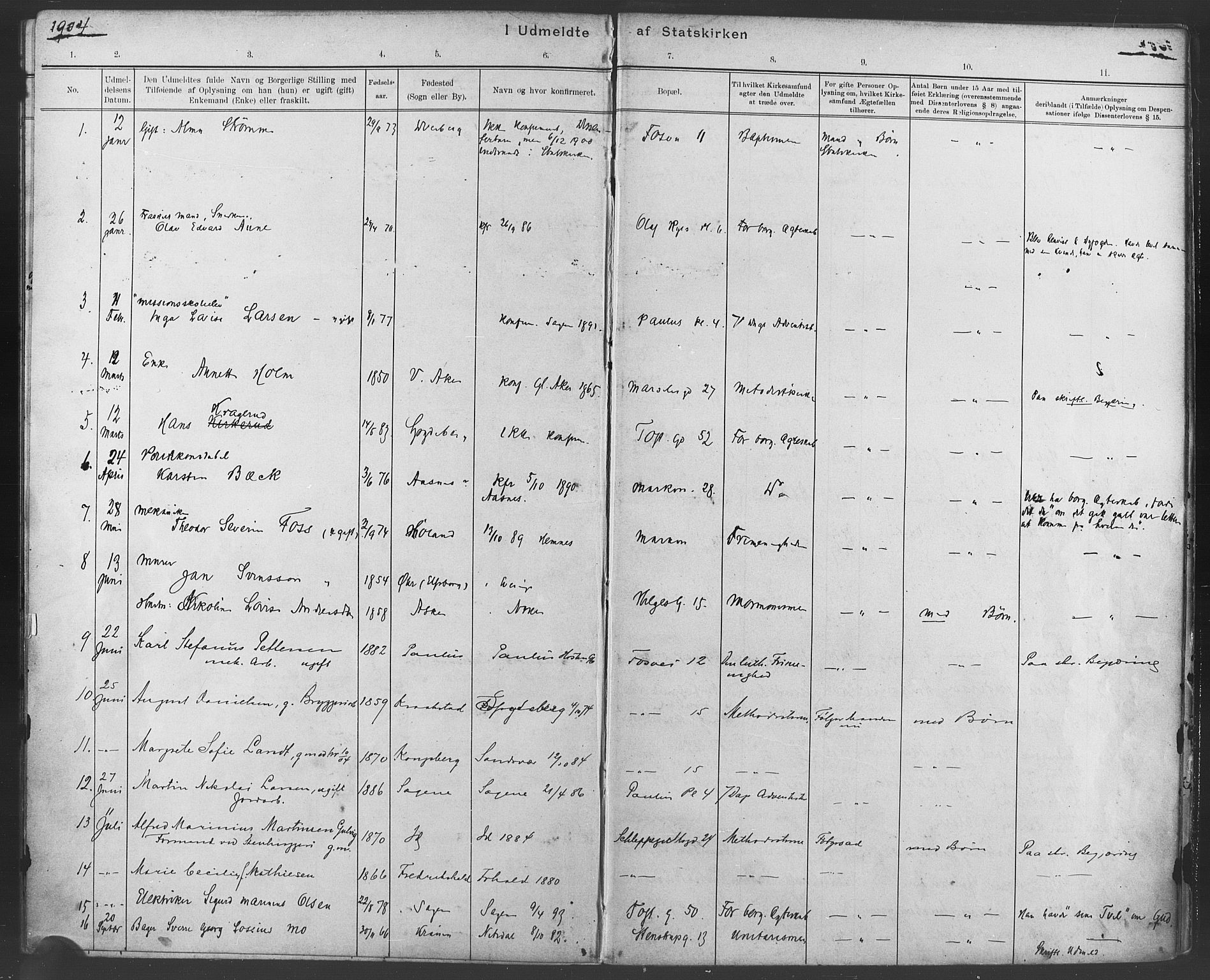 Paulus prestekontor Kirkebøker, SAO/A-10871/F/Fa/L0007: Parish register (official) no. 7, 1897-1915